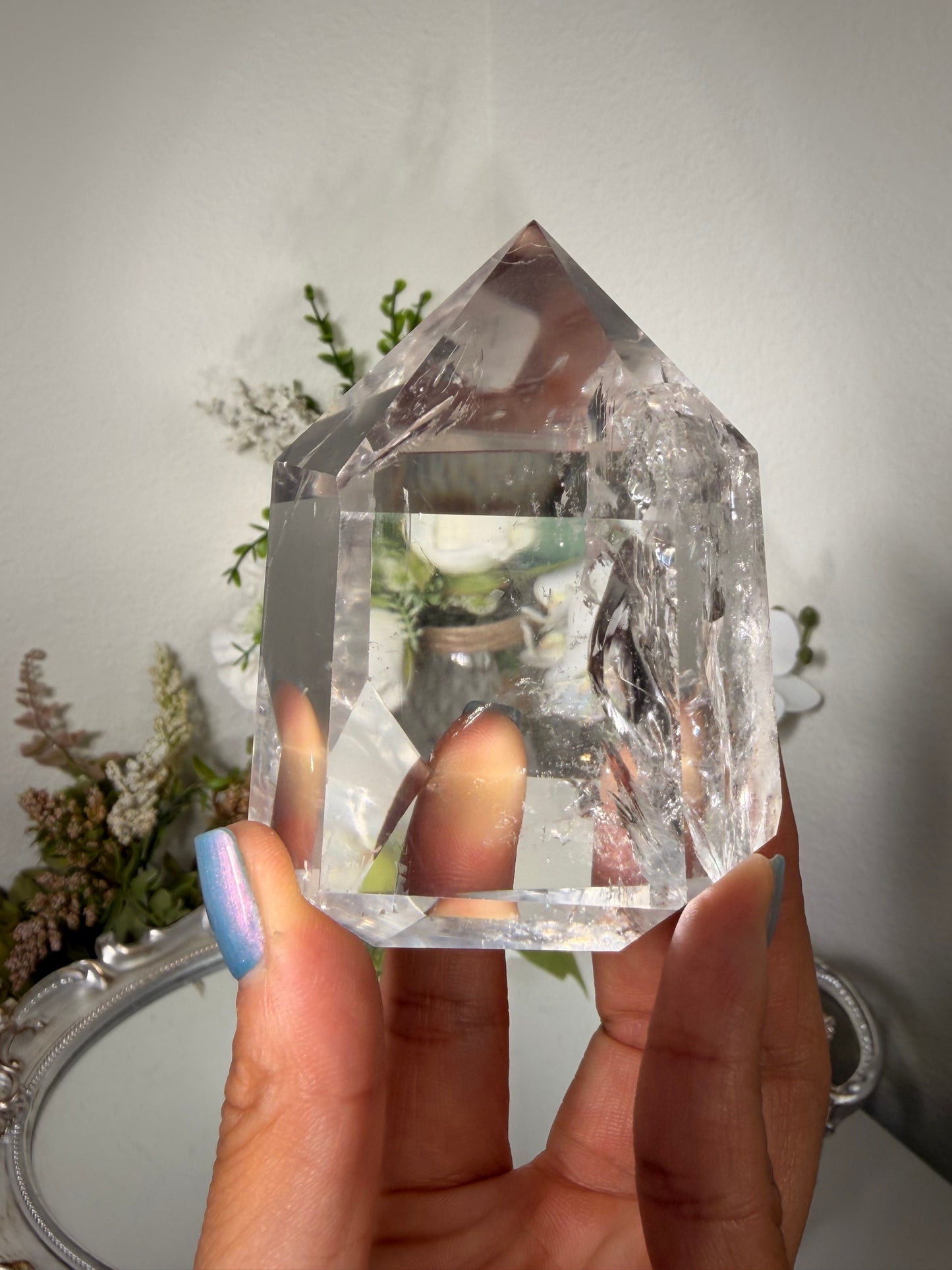 Clear Quartz Tower filled with Rainbows 110