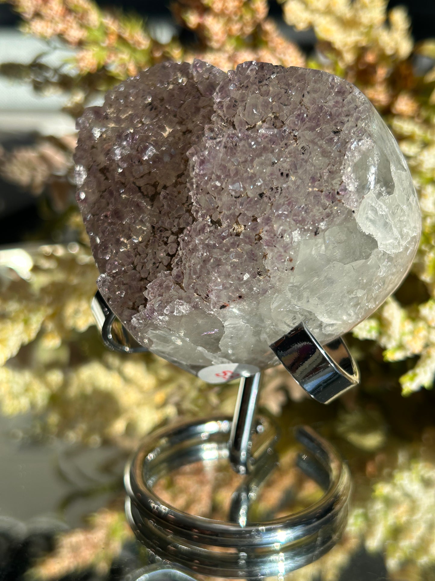 Rainbow Amethyst Heart w\ stand