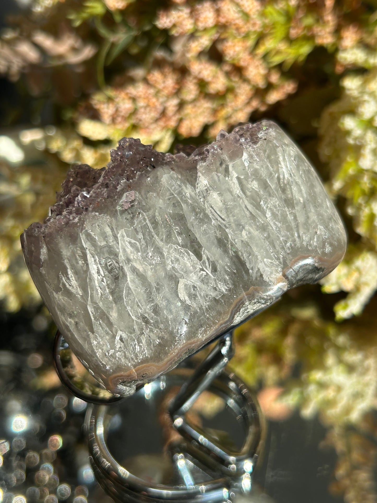 Rainbow Amethyst Heart w\ stand