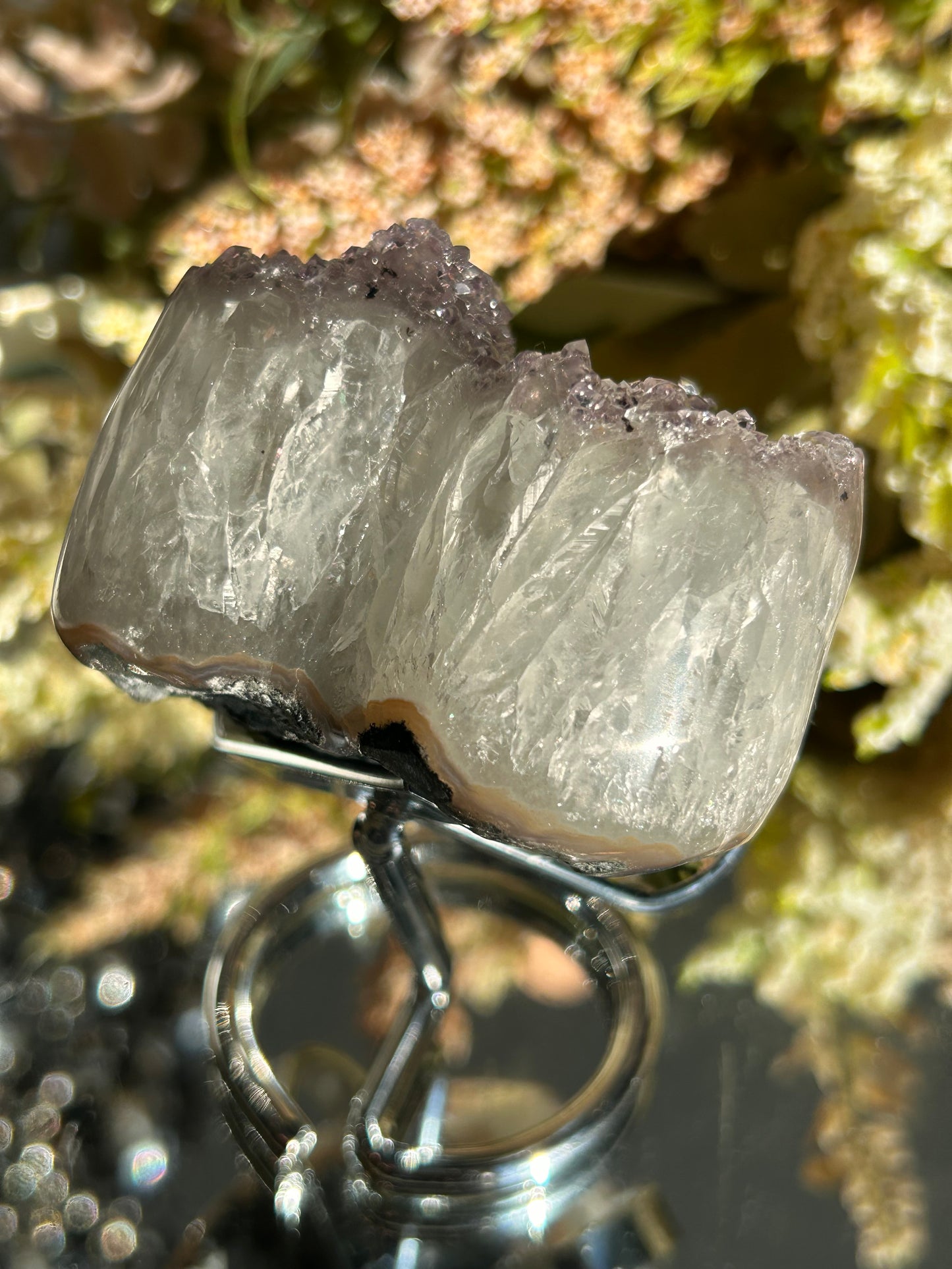 Rainbow Amethyst Heart w\ stand