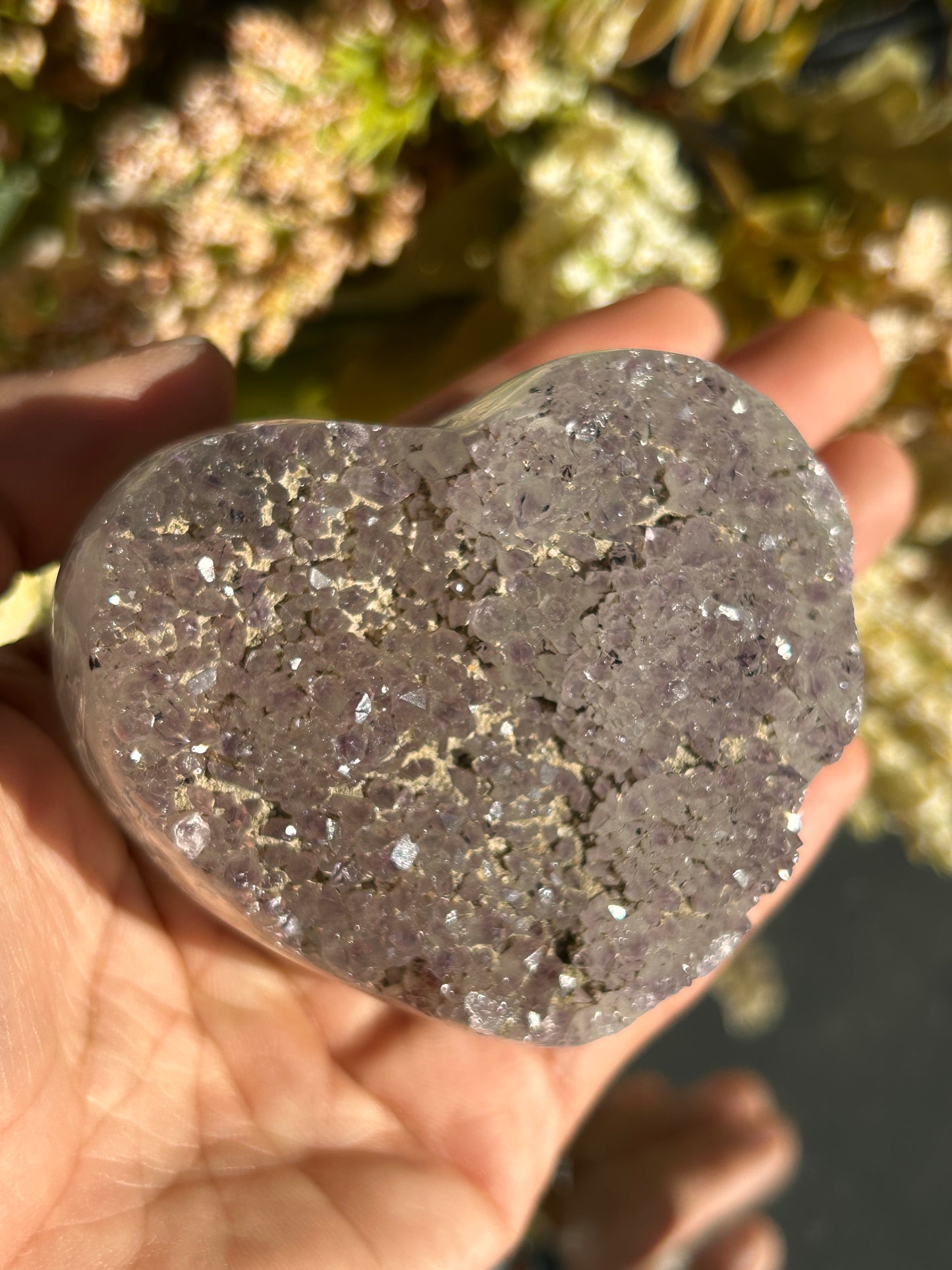 Rainbow Amethyst Heart w\ stand