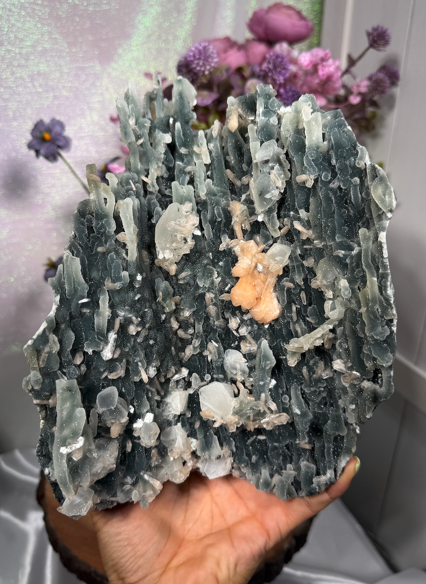 Sparkly Black Chalcedony With Sugar Coated Calcite 904