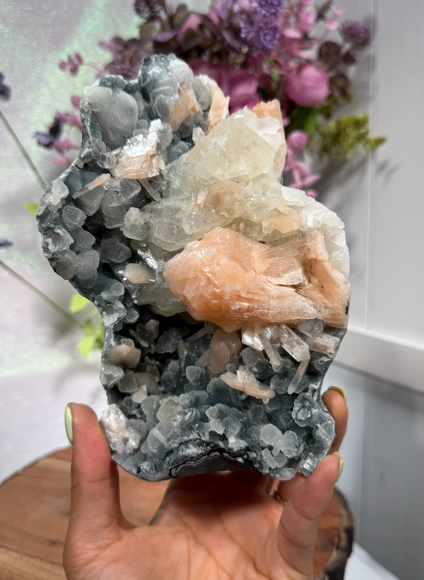Sparkly Black Chalcedony With Sugar Coated Calcite 429