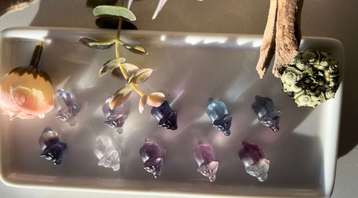 Mini Rainbow fluorite triceratops | Mini Crystals | Candy Fluorite | Crystal Seashells | Crystals for Grids | Gifts | Crystal Dinosaur