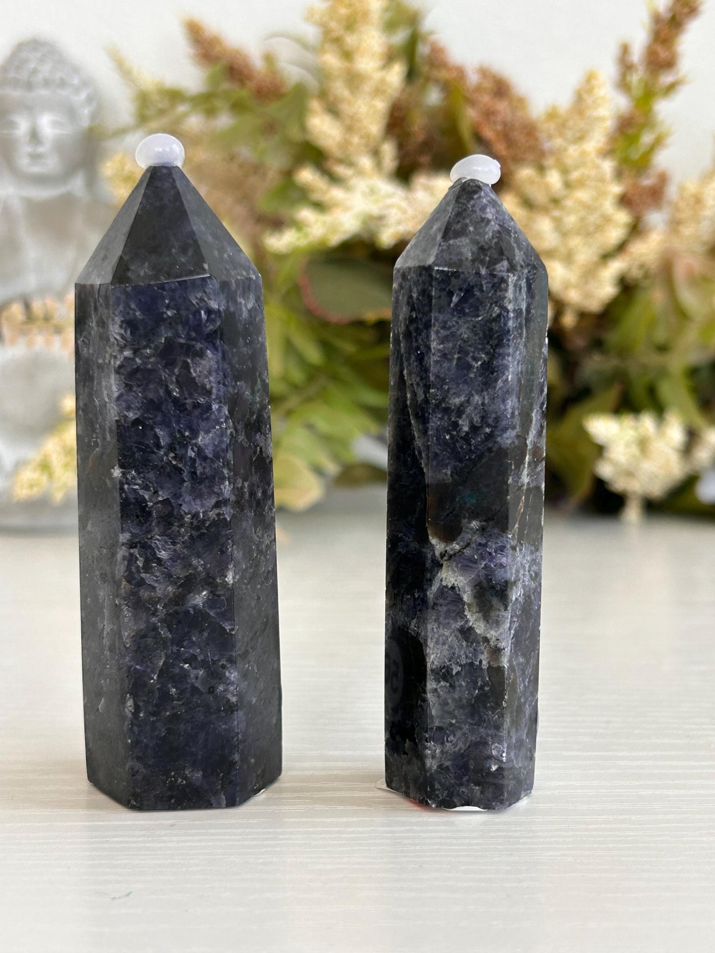 Rare Iolite with Emerald & Epidote Point | Iolite Tower | Throat Chakra | Crystal Gifts | Natural Healing Crystals | Crystal Gifts-Crystal Towers-Iolite, Emerald, Epiodote