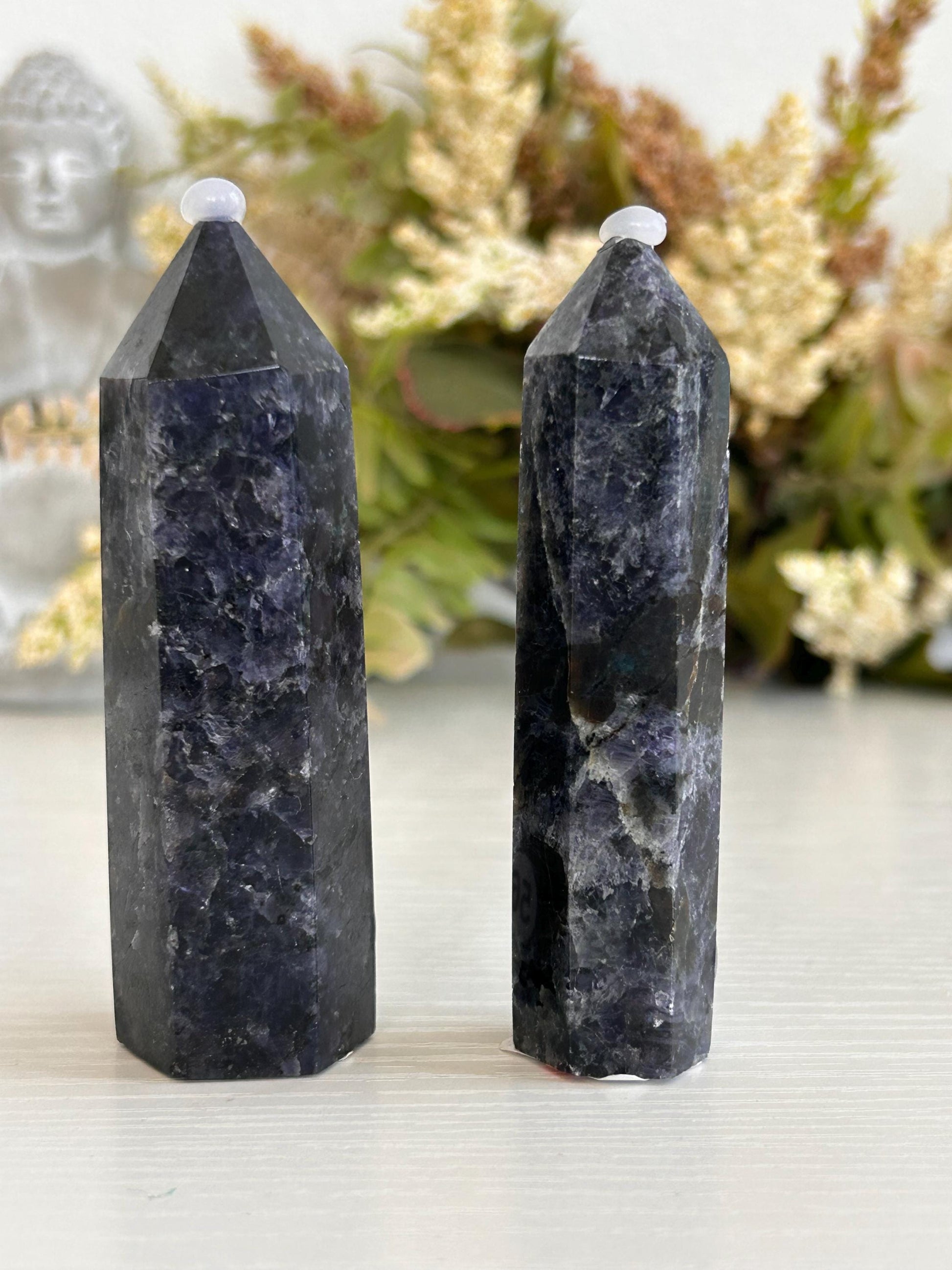 Rare Iolite with Emerald & Epidote Point | Iolite Tower | Throat Chakra | Crystal Gifts | Natural Healing Crystals | Crystal Gifts-Crystal Towers-Iolite, Emerald, Epiodote