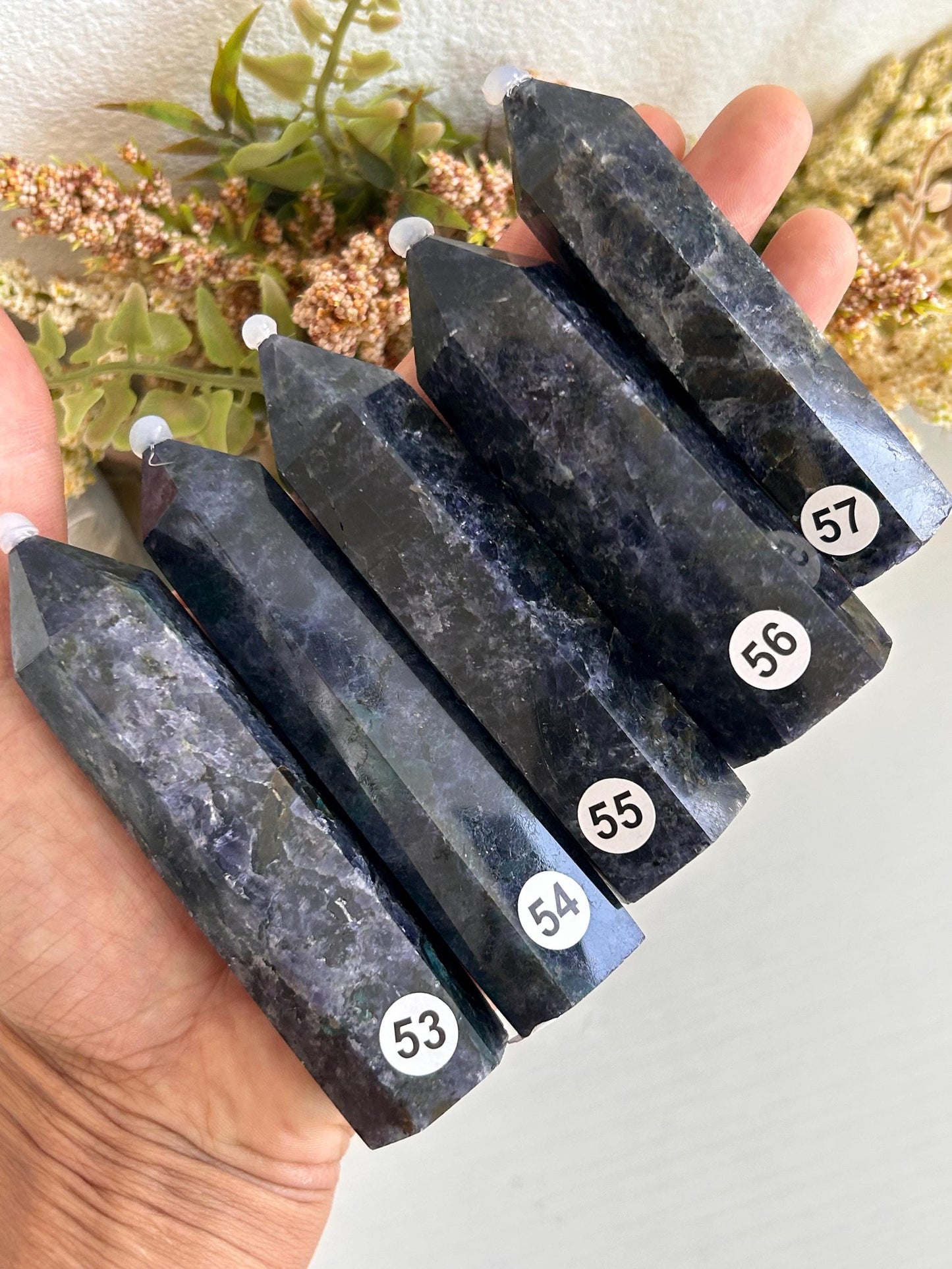 Rare Iolite with Emerald & Epidote Point | Iolite Tower | Throat Chakra | Crystal Gifts | Natural Healing Crystals | Crystal Gifts-Crystal Towers-Iolite, Emerald, Epiodote