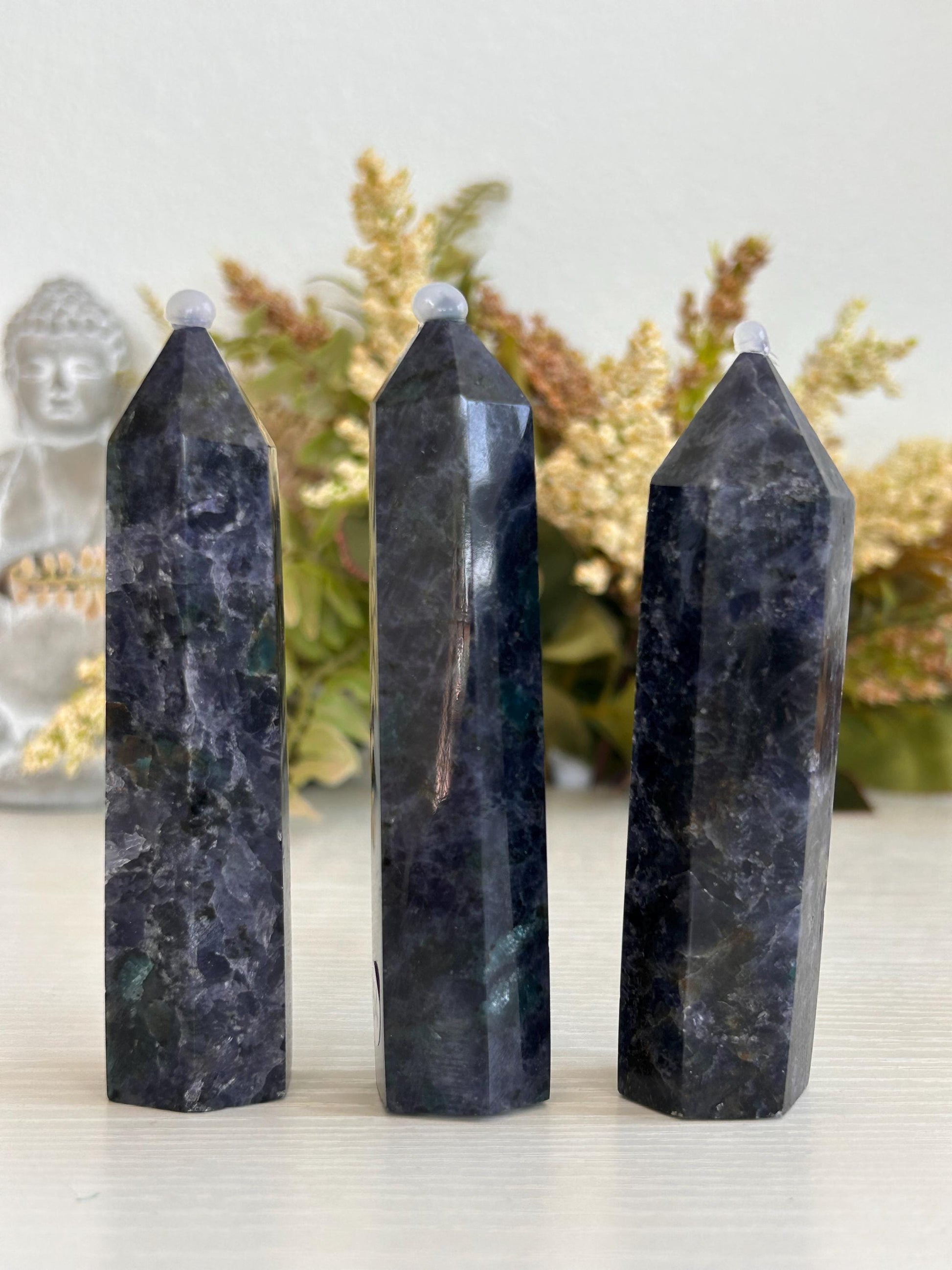 Rare Iolite with Emerald & Epidote Point | Iolite Tower | Throat Chakra | Crystal Gifts | Natural Healing Crystals | Crystal Gifts-Crystal Towers-Iolite, Emerald, Epiodote