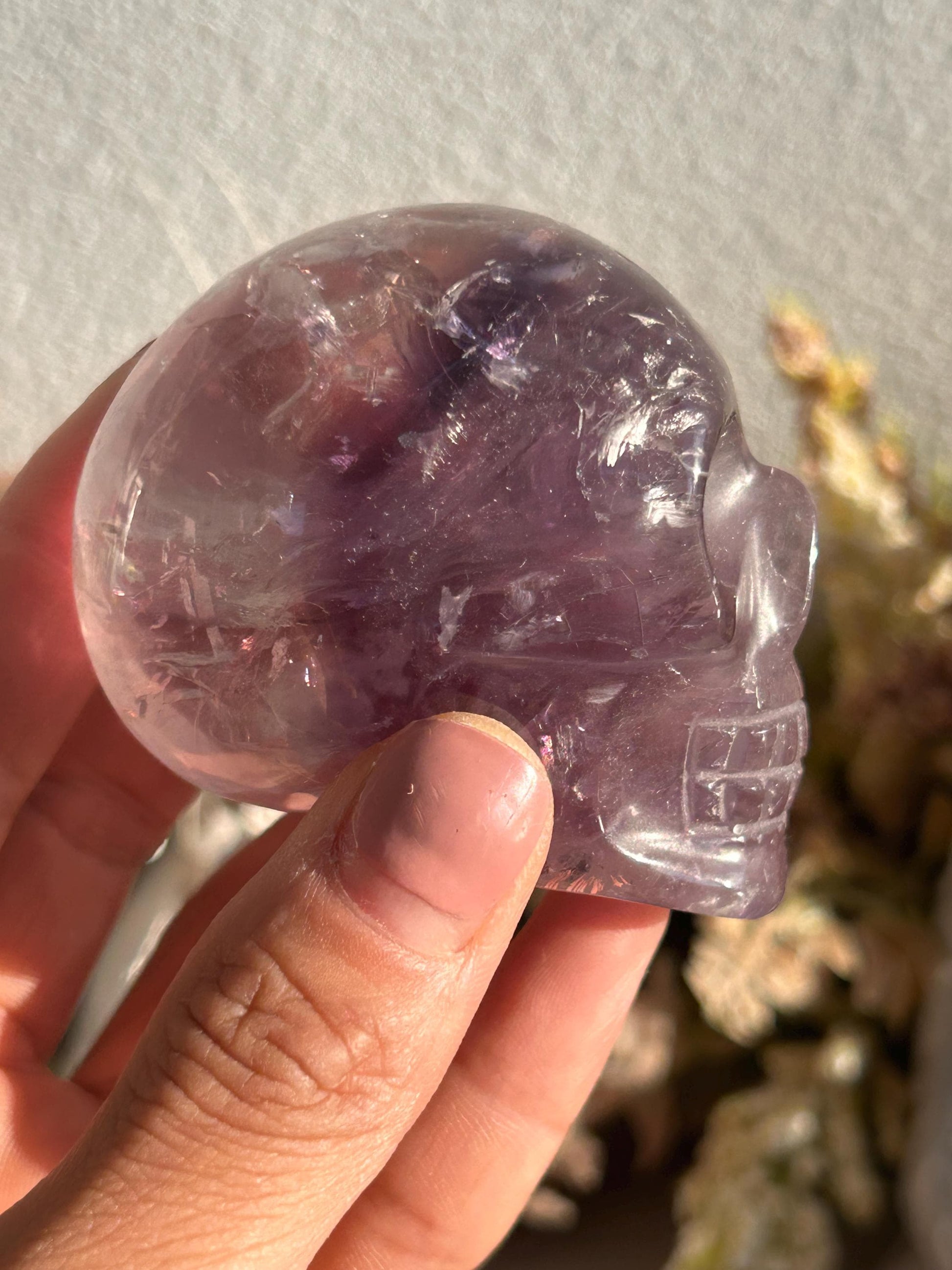 AAA Quality Phantom Amethyst Skull w\ Rainbows | Amethyst from Bahia, Brazil | Amethyst Skull | Crystal Skull | Crystal Gift | Home Decor