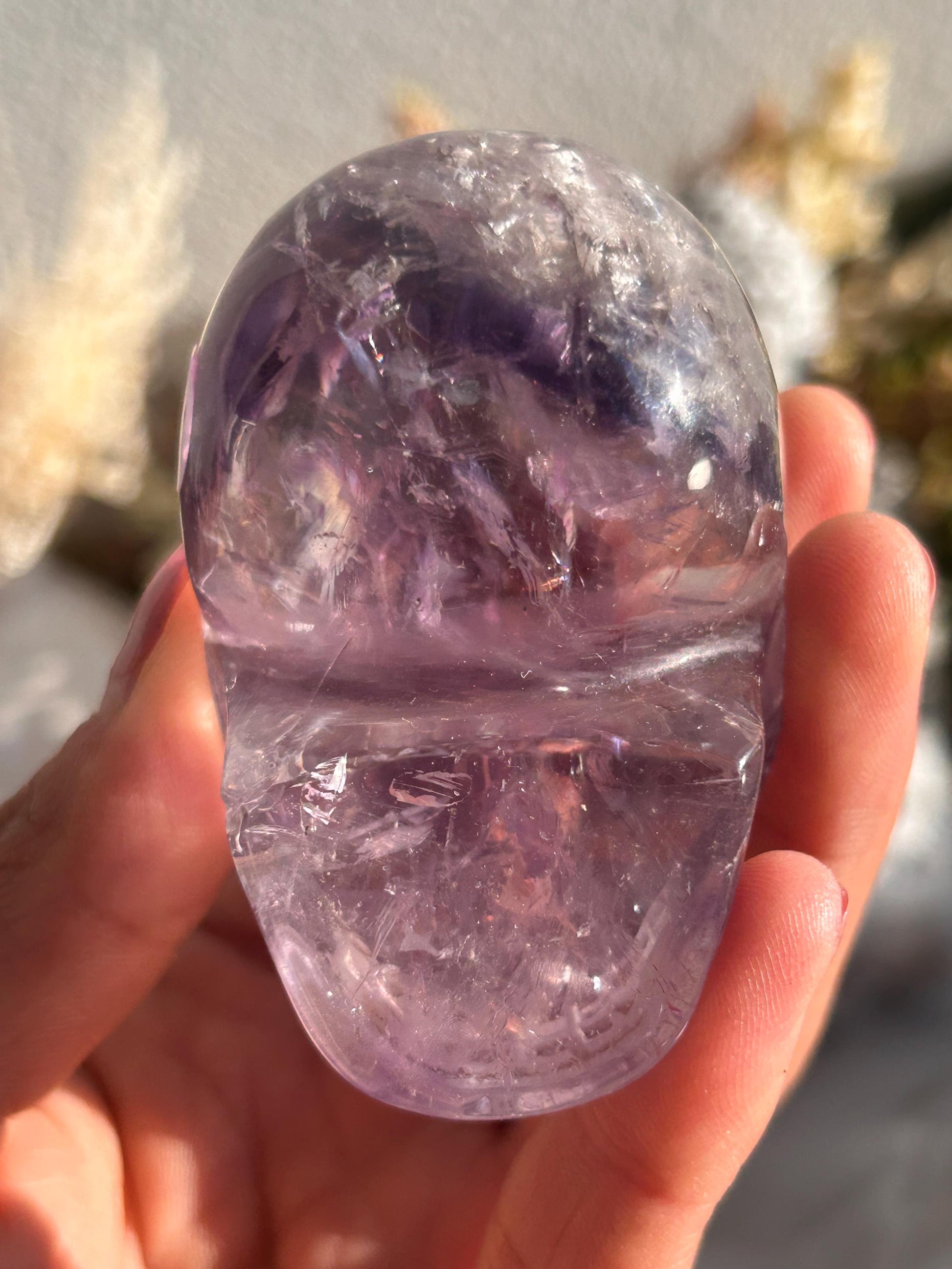 AAA Quality Phantom Amethyst Skull w\ Rainbows | Amethyst from Bahia, Brazil | Amethyst Skull | Crystal Skull | Crystal Gift | Home Decor-Crystal Skulls-Phantom amethyst