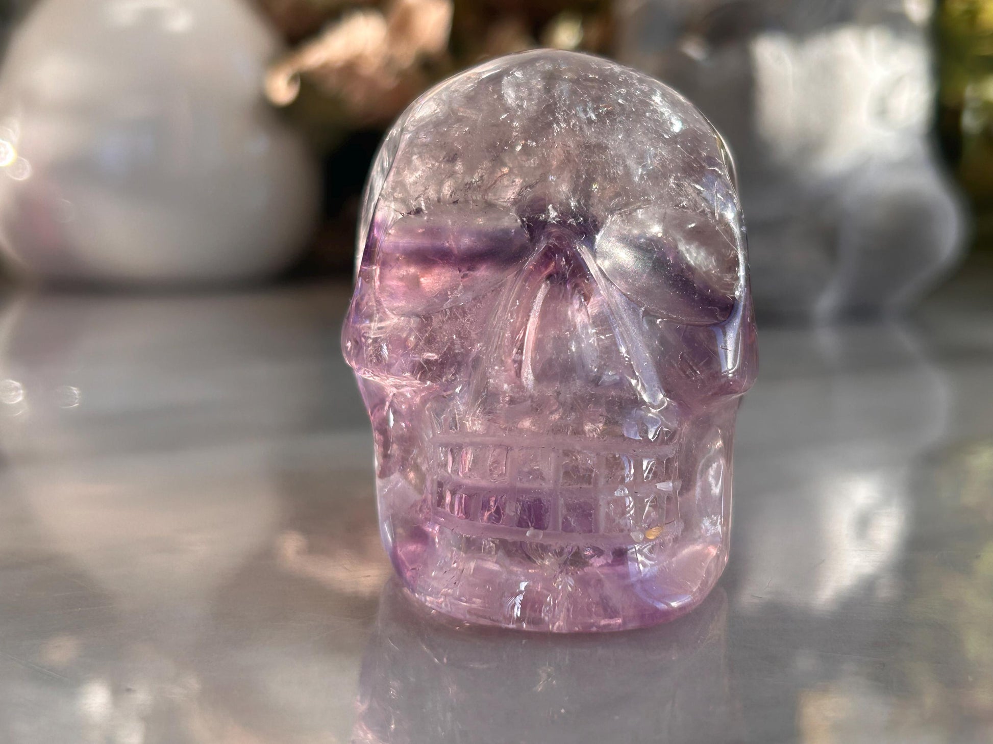 AAA Quality Phantom Amethyst Skull w\ Rainbows | Amethyst from Bahia, Brazil | Amethyst Skull | Crystal Skull | Crystal Gift | Home Decor-Crystal Skulls-Phantom amethyst