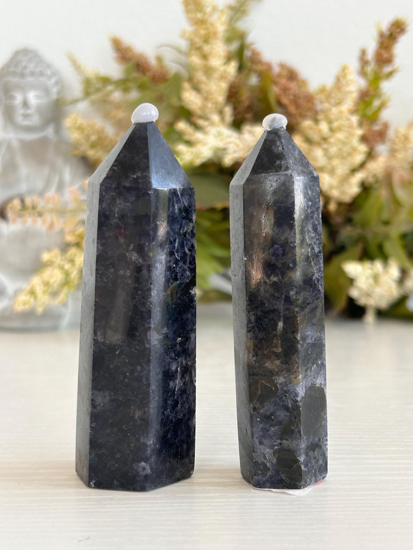 Rare Iolite with Emerald & Epidote Point | Iolite Tower | Throat Chakra | Crystal Gifts | Natural Healing Crystals | Crystal Gifts-Crystal Towers-Iolite, Emerald, Epiodote
