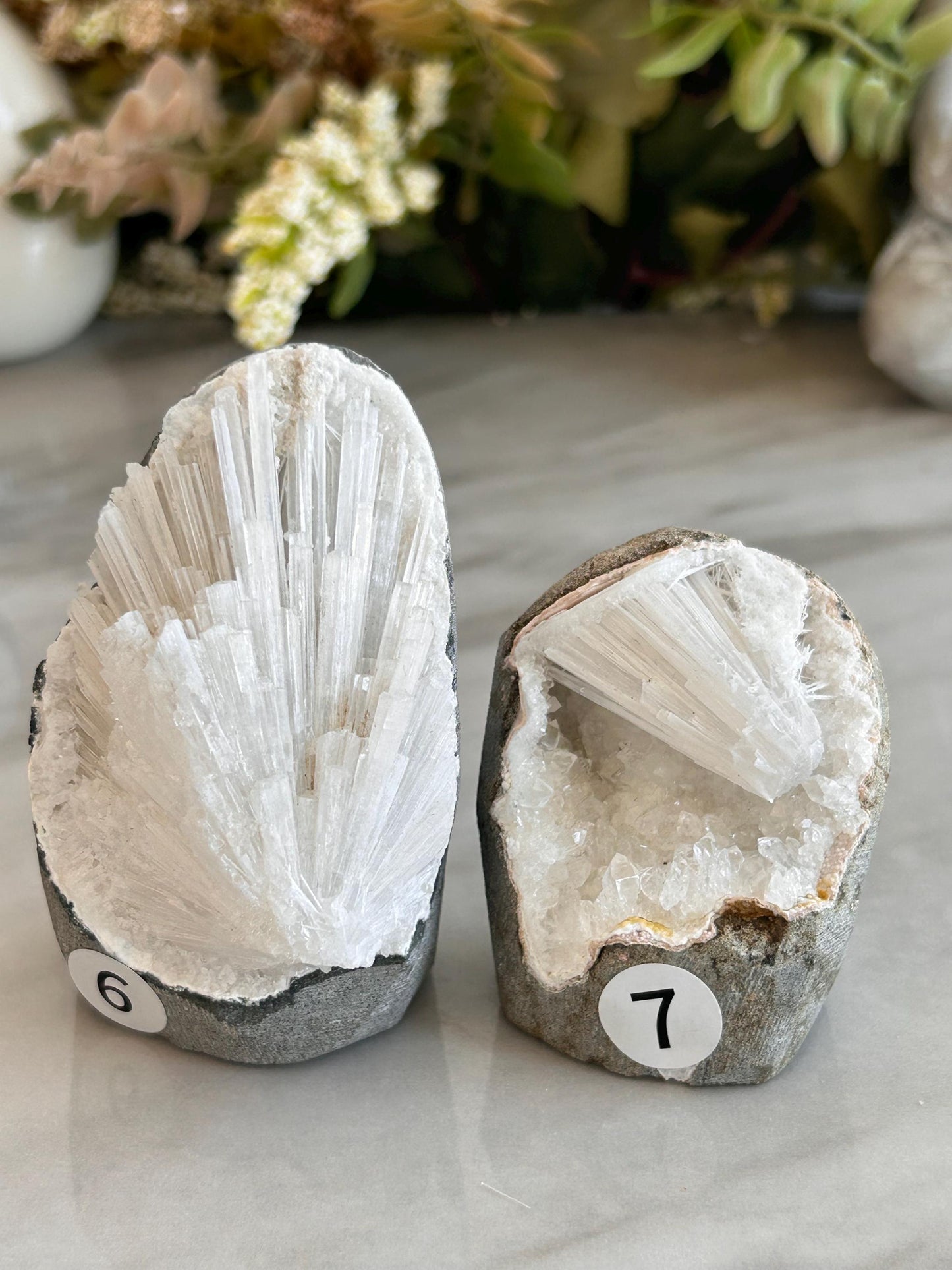 Scolecite Spray inside quartz geode | Natural Scolecite Geode | Fine Scolecite with Heulandite | Natural Crystal Healing | Crystal Gifts-Cluster/Geode Towers-scolecite, heulandite, quartz