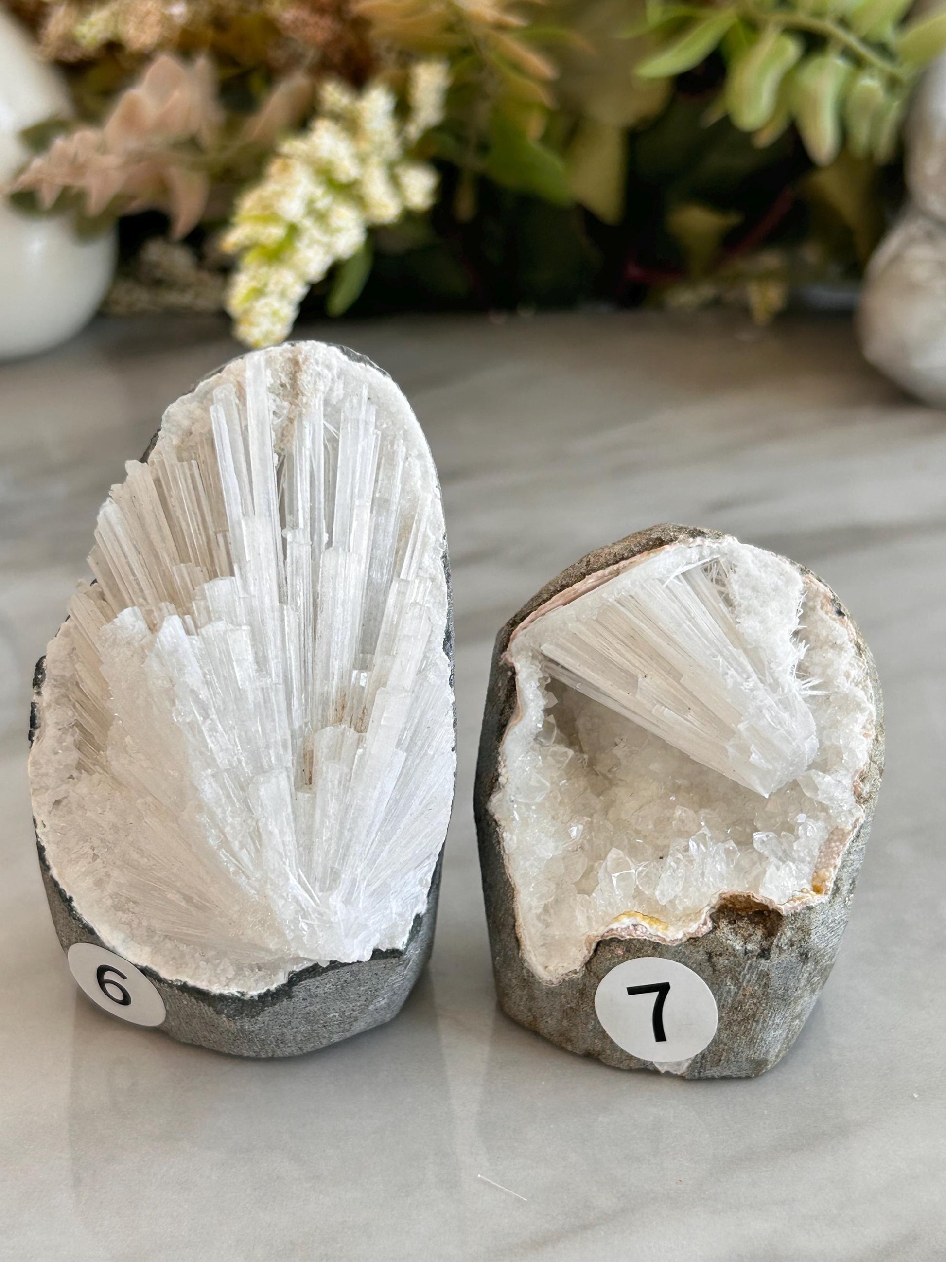 Scolecite Spray inside quartz geode | Natural Scolecite Geode | Fine Scolecite with Heulandite | Natural Crystal Healing | Crystal Gifts-Cluster/Geode Towers-scolecite, heulandite, quartz