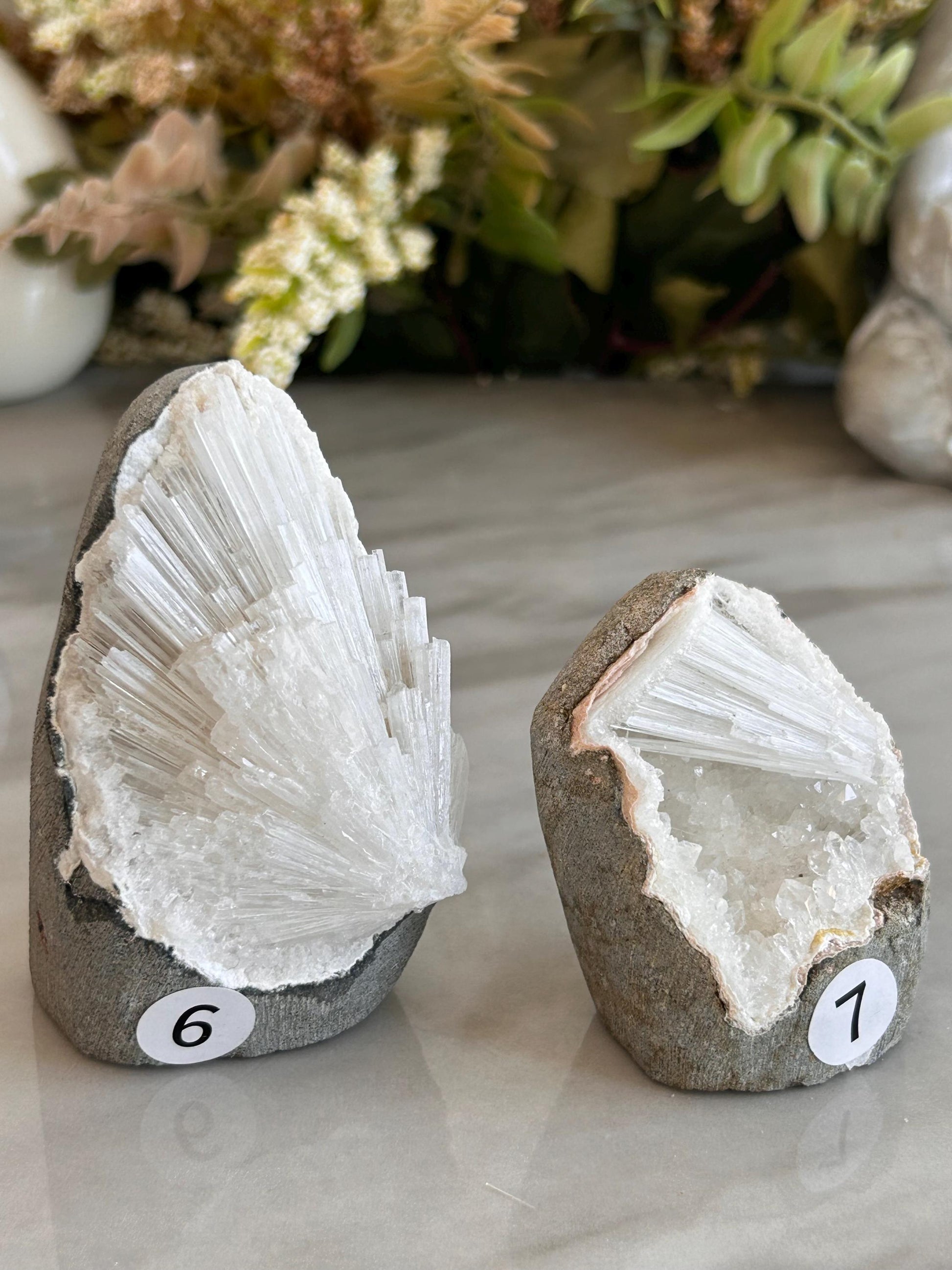 Scolecite Spray inside quartz geode | Natural Scolecite Geode | Fine Scolecite with Heulandite | Natural Crystal Healing | Crystal Gifts-Cluster/Geode Towers-scolecite, heulandite, quartz