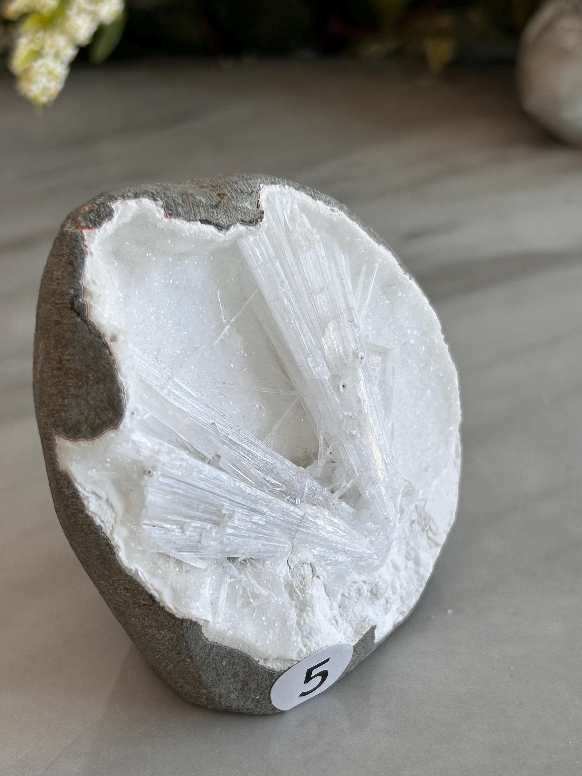 Scolecite Spray inside quartz geode | Natural Scolecite Geode | Fine Scolecite with Heulandite | Natural Crystal Healing | Crystal Gifts-Cluster/Geode Towers-scolecite, heulandite, quartz