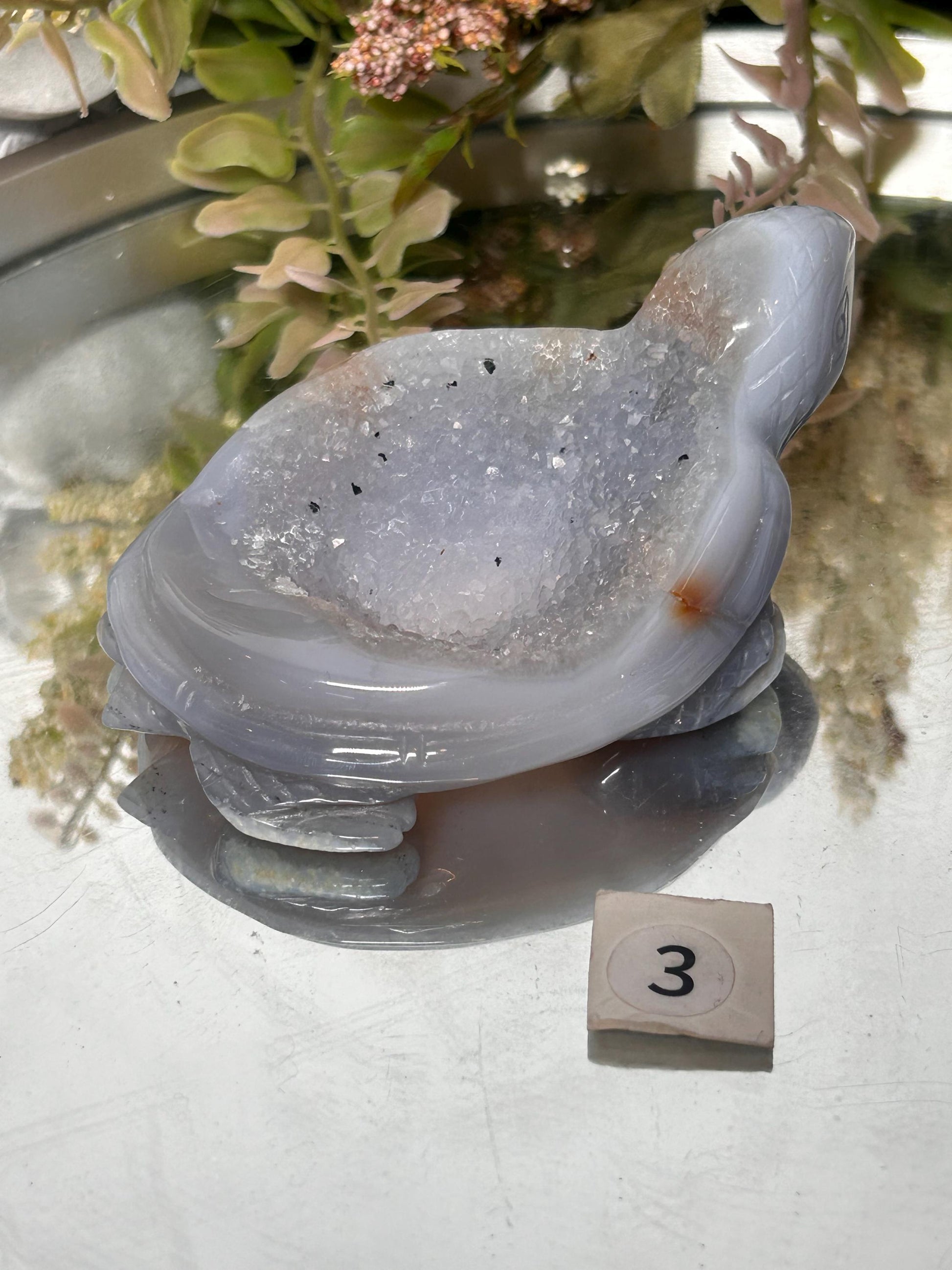 Druzy Agate Turtle Carving, crystal gift, home decor