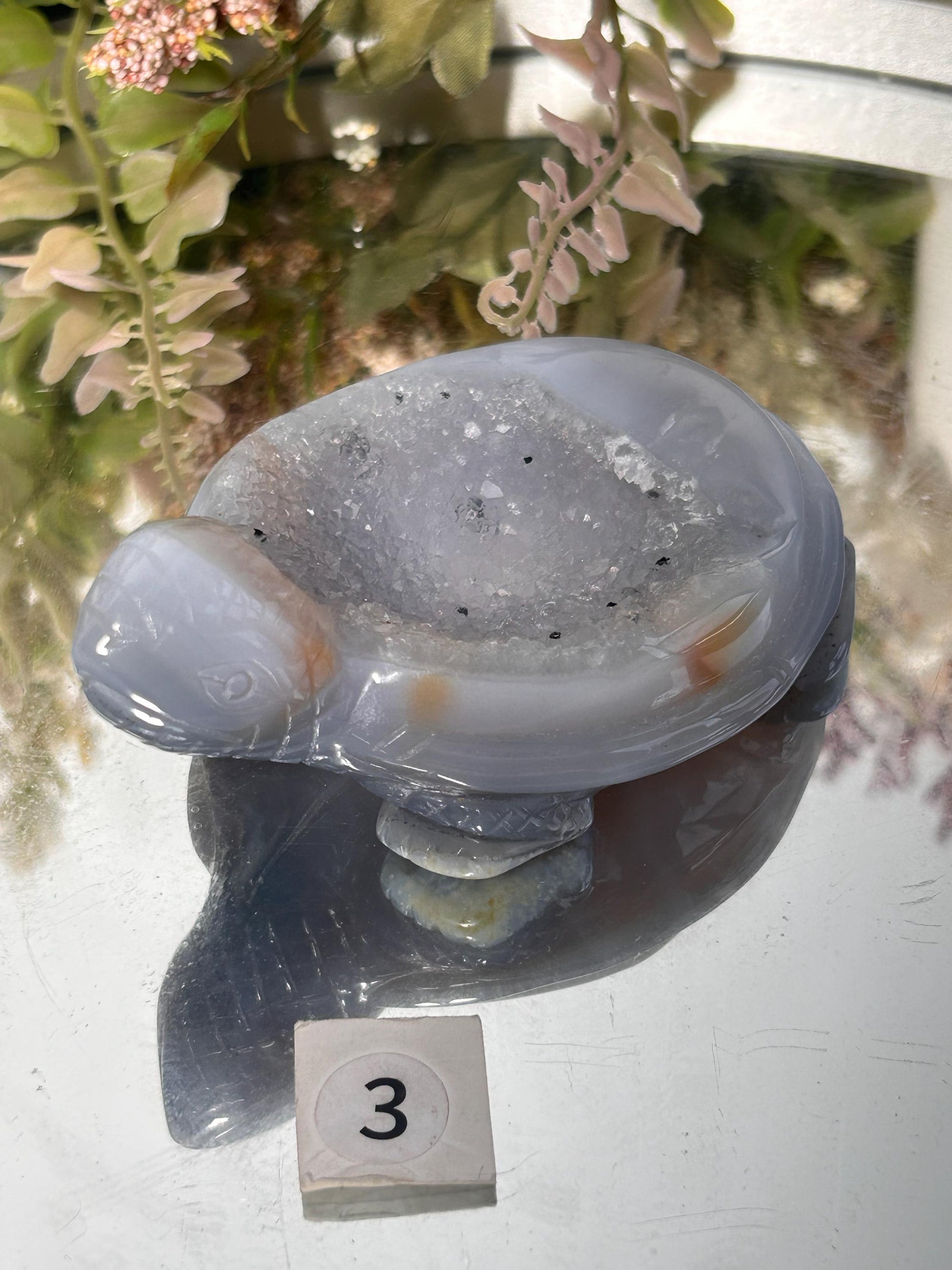 Druzy Agate Turtle Carving, crystal gift, home decor