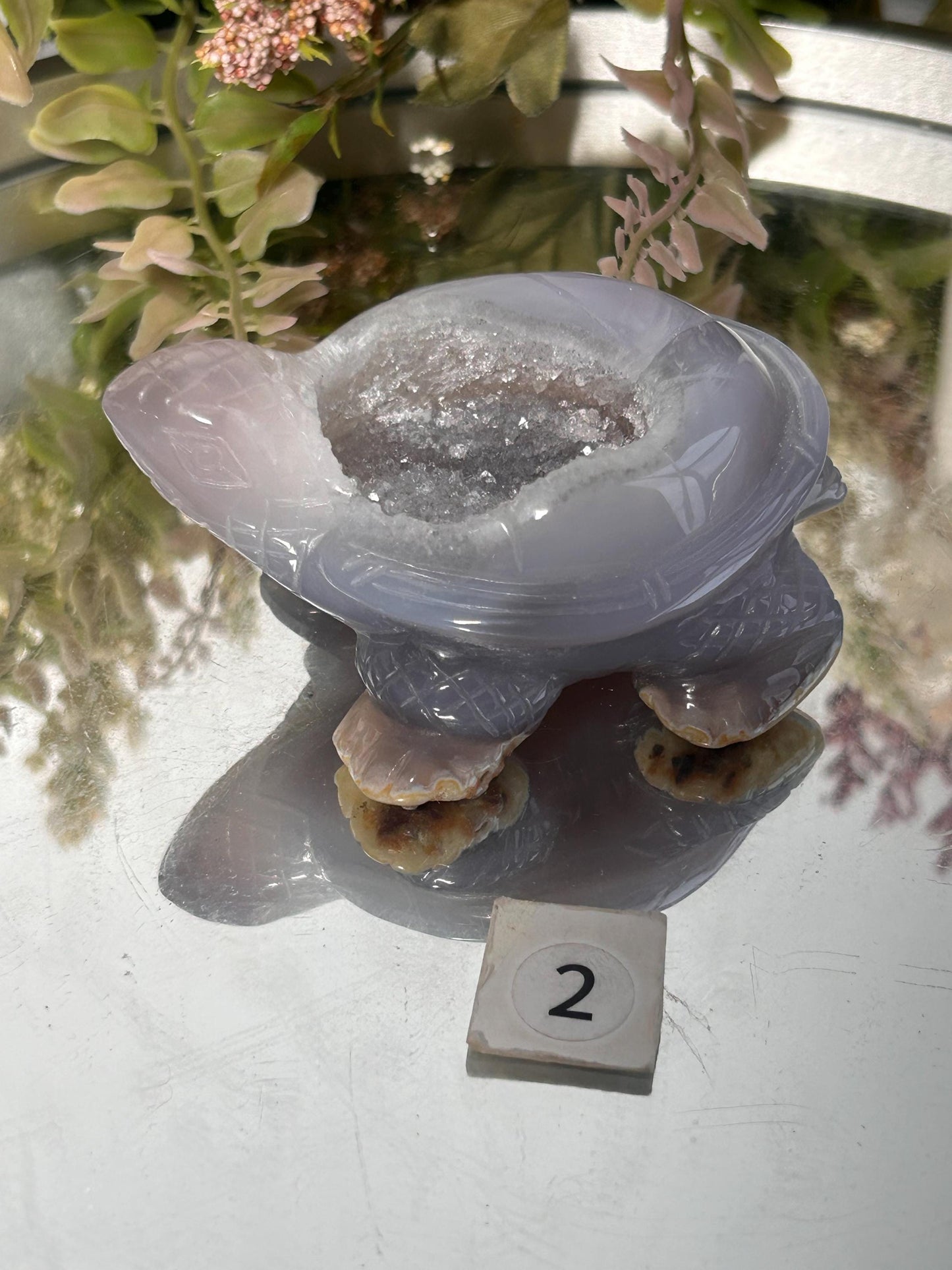 Druzy Agate Turtle Carving, crystal gift, home decor