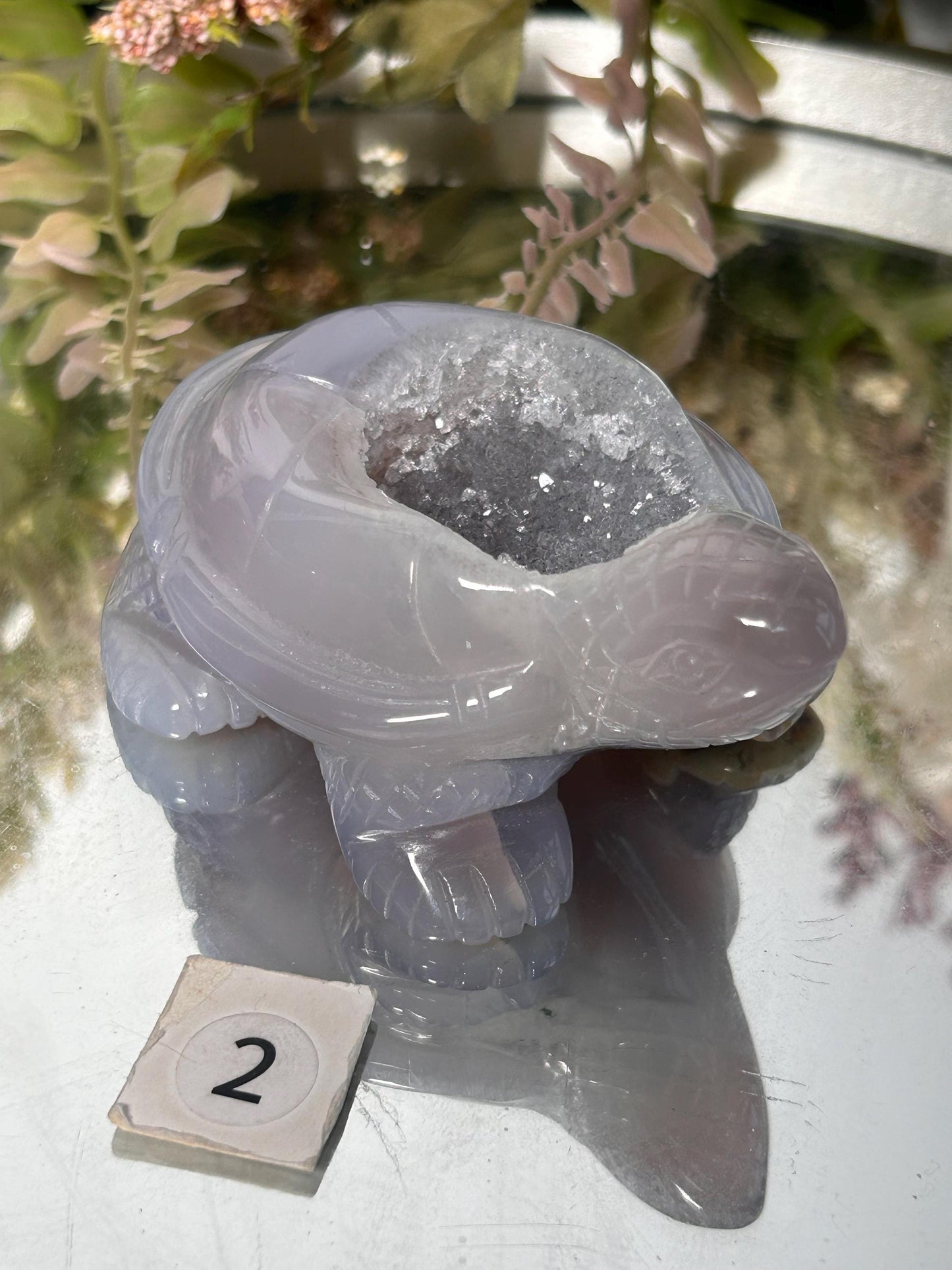 Druzy Agate Turtle Carving, crystal gift, home decor