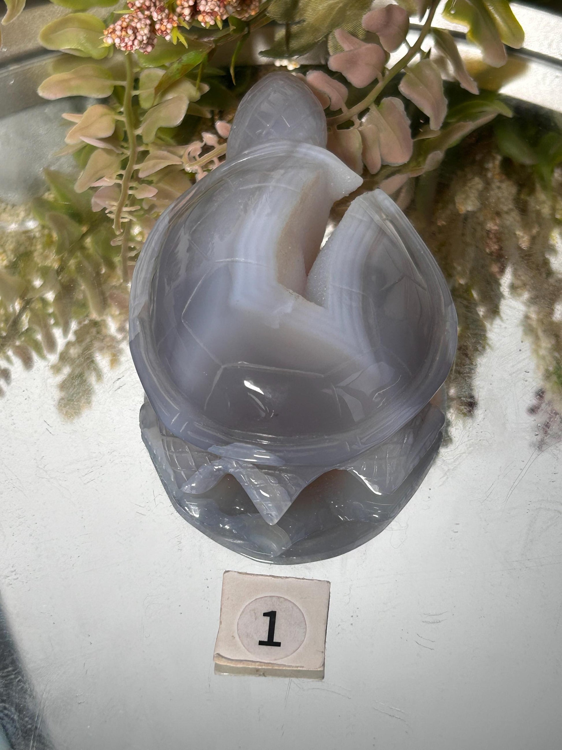 Druzy Agate Turtle Carving, crystal gift, home decor