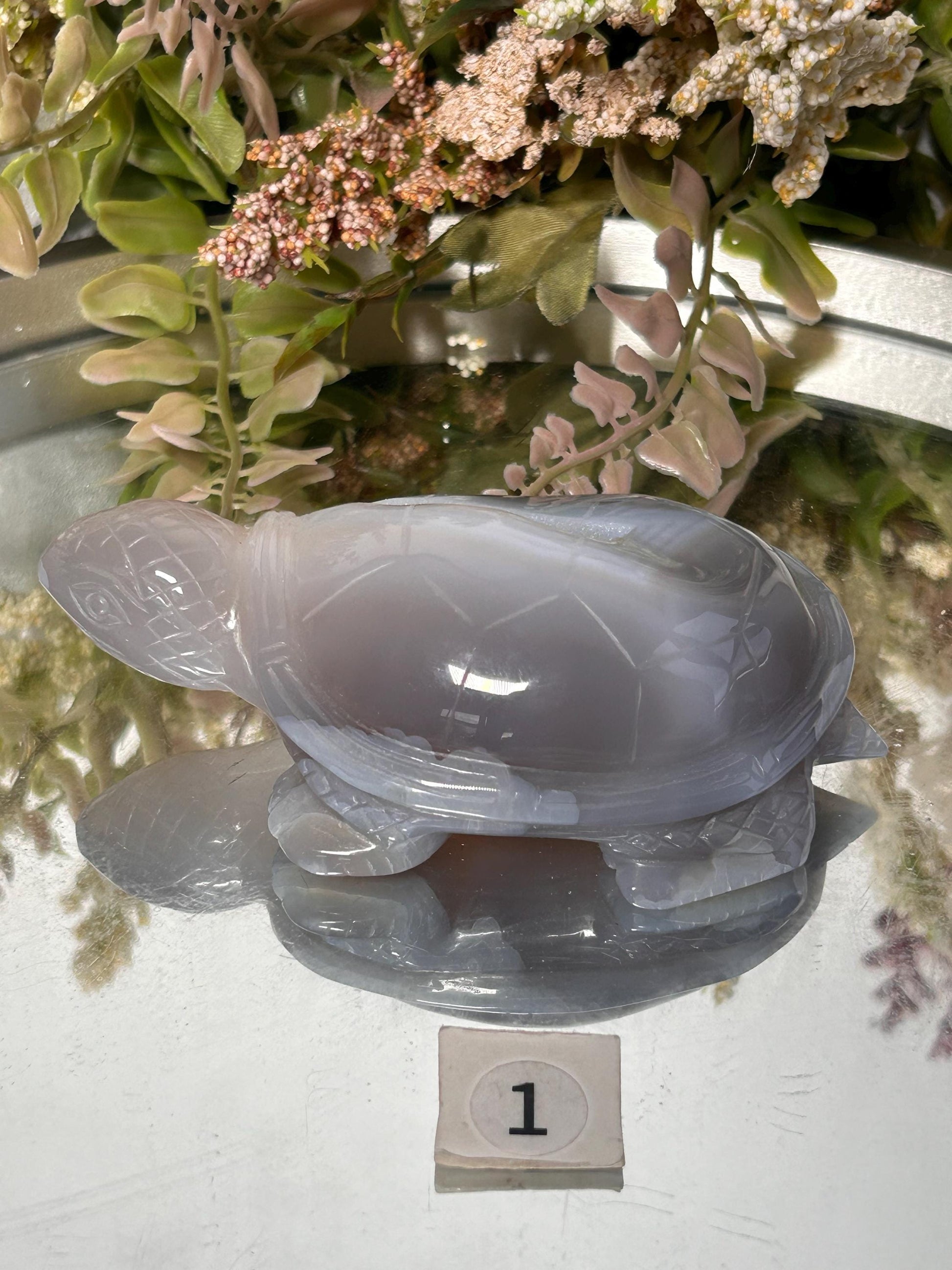 Druzy Agate Turtle Carving, crystal gift, home decor