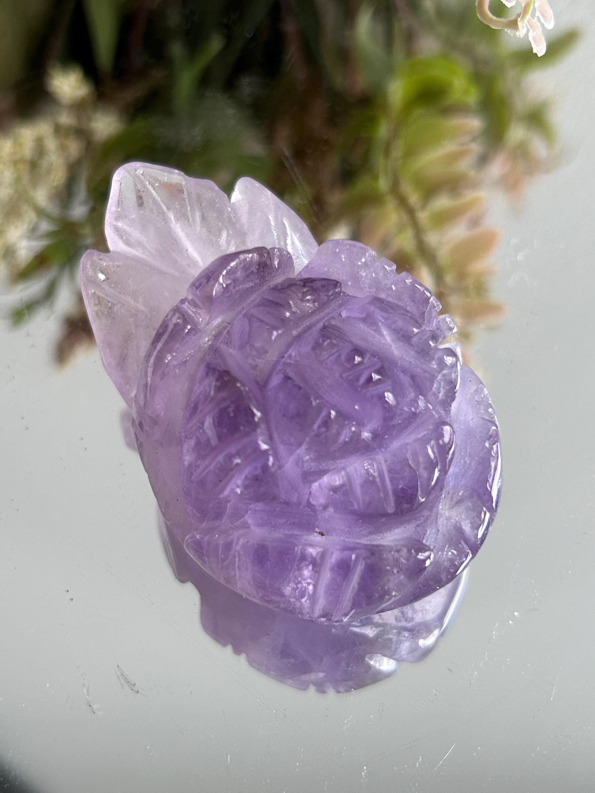 Rainbow Fluorite Rose Crystal Carving | Amethyst Rose Carving | Natural Gemstone | Crystal Gift | Healing Crystal | Crystal Rose Carving-Crystal Carvings-rainbow fluorite
