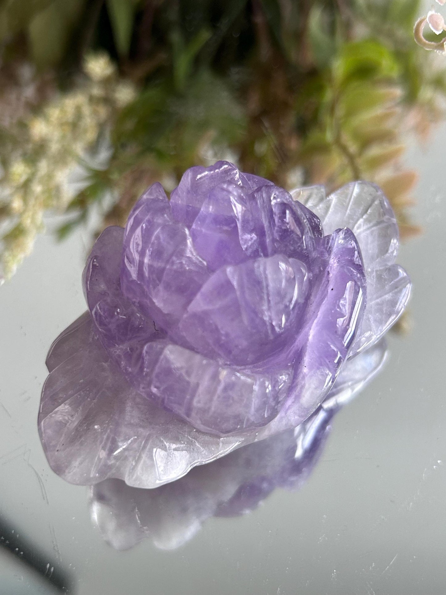Rainbow Fluorite Rose Crystal Carving | Amethyst Rose Carving | Natural Gemstone | Crystal Gift | Healing Crystal | Crystal Rose Carving-Crystal Carvings-rainbow fluorite