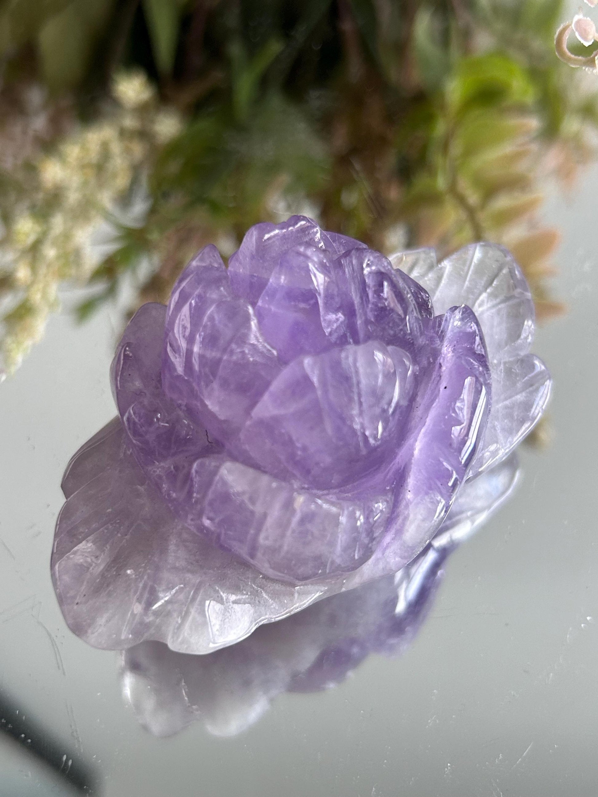 Rainbow Fluorite Rose Crystal Carving | Amethyst Rose Carving | Natural Gemstone | Crystal Gift | Healing Crystal | Crystal Rose Carving-Crystal Carvings-rainbow fluorite