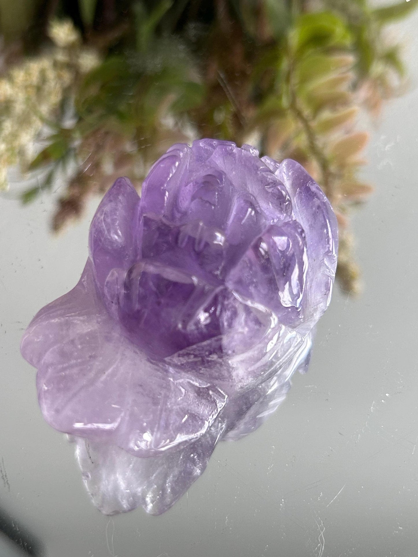 Rainbow Fluorite Rose Crystal Carving | Amethyst Rose Carving | Natural Gemstone | Crystal Gift | Healing Crystal | Crystal Rose Carving-Crystal Carvings-rainbow fluorite