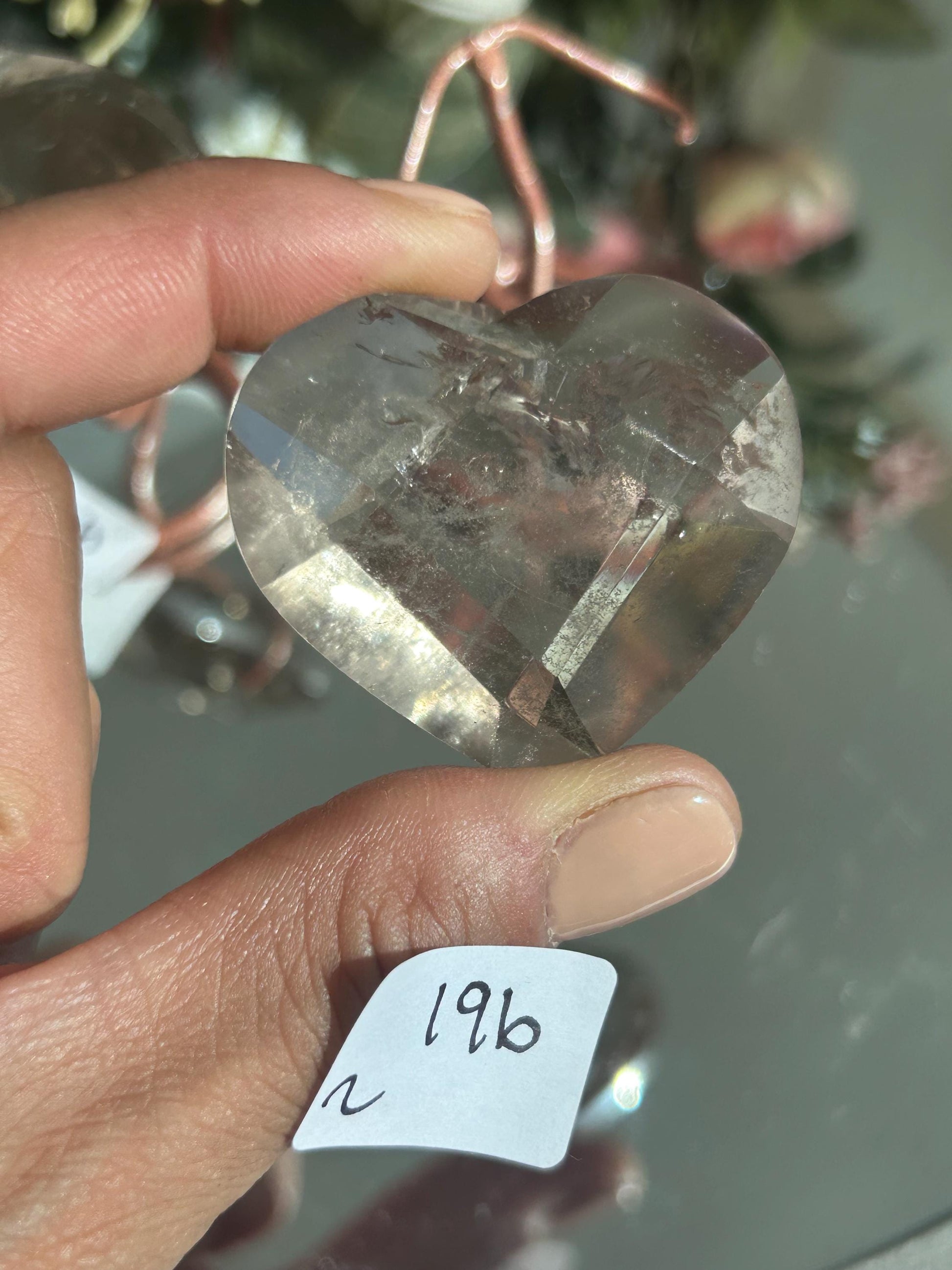 Citrine and Smokey Quartz Faceted Heart with Rainbows | Crystal Heart | Clarity Meditation | Master Healer | Crystal Sphere | Crystal Gift-Crystal Carvings-citrine, smokey quartz