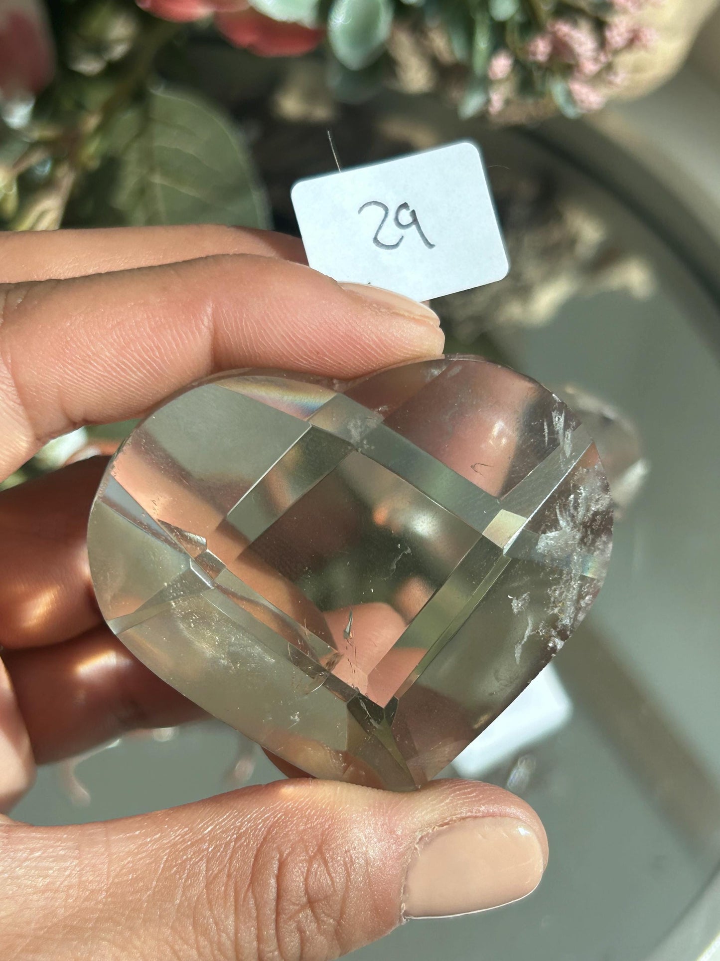 Citrine and Smokey Quartz Faceted Heart with Rainbows | Crystal Heart | Clarity Meditation | Master Healer | Crystal Sphere | Crystal Gift-Crystal Carvings-citrine, smokey quartz