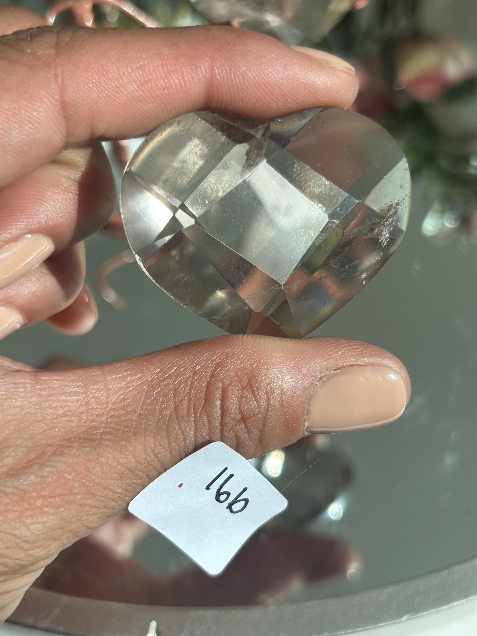 Citrine and Smokey Quartz Faceted Heart with Rainbows | Crystal Heart | Clarity Meditation | Master Healer | Crystal Sphere | Crystal Gift-Crystal Carvings-citrine, smokey quartz