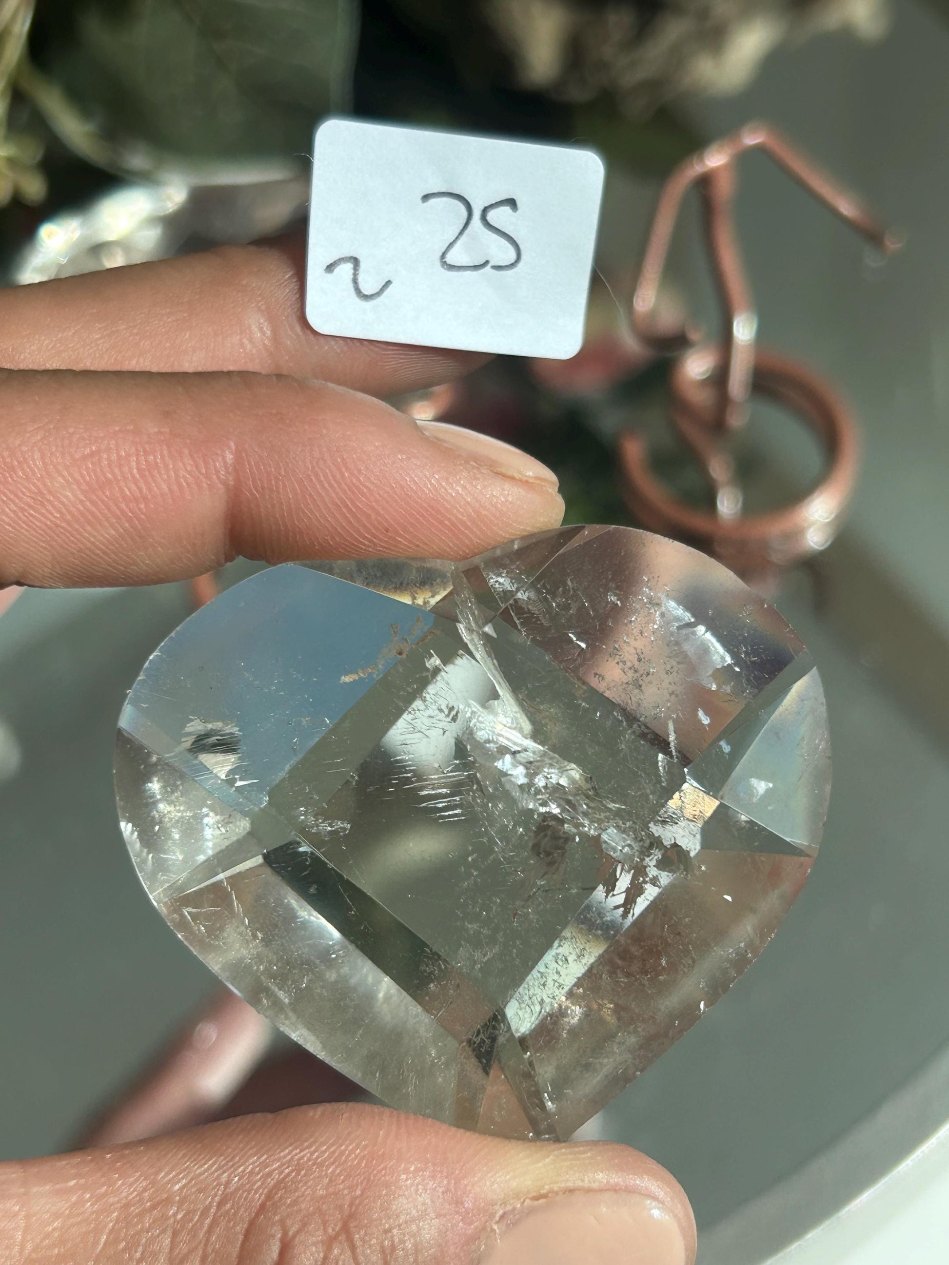 Citrine and Smokey Quartz Faceted Heart with Rainbows | Crystal Heart | Clarity Meditation | Master Healer | Crystal Sphere | Crystal Gift-Crystal Carvings-citrine, smokey quartz