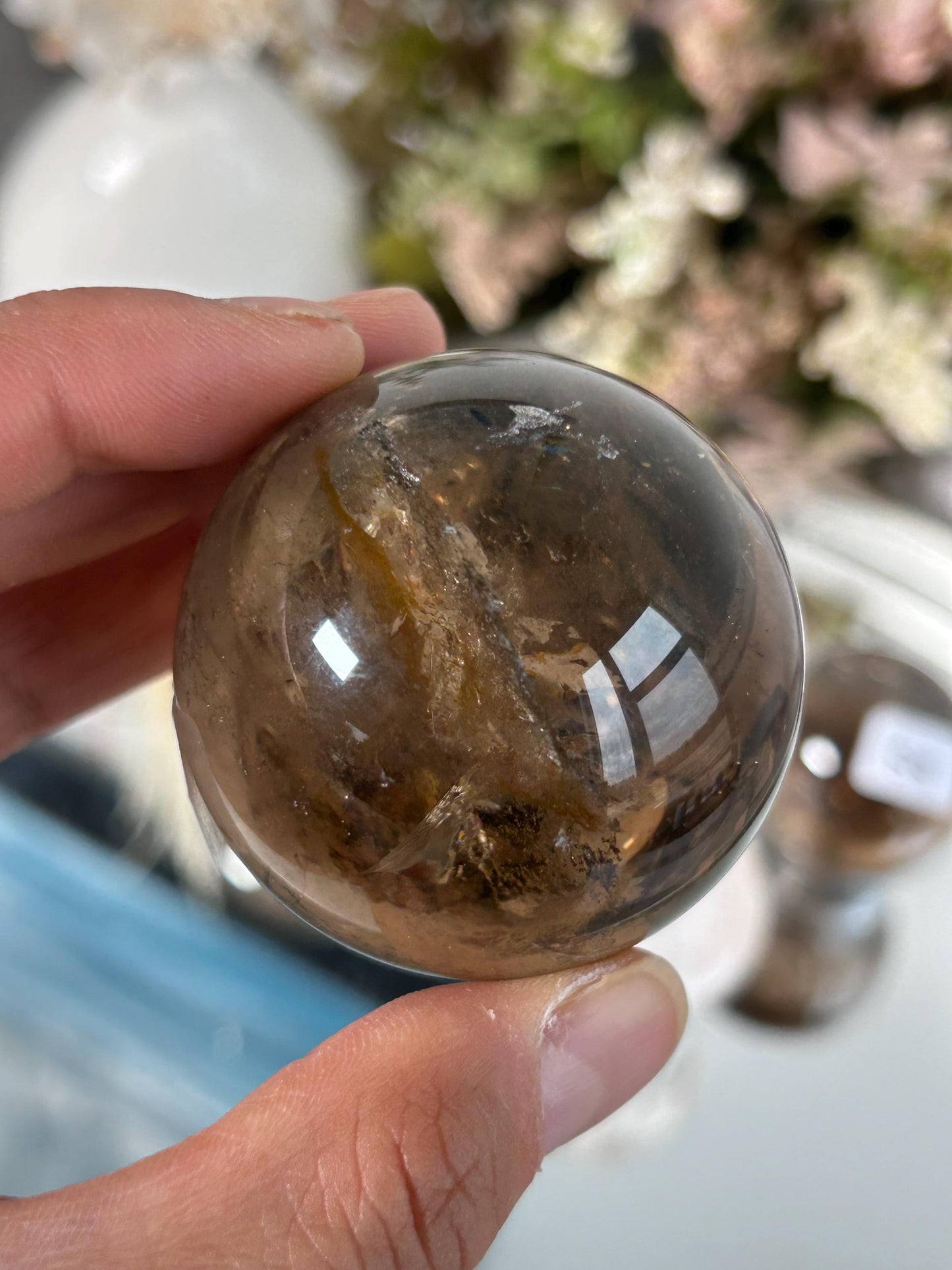 High Quality Clear Quartz & Smokey Sphere with Rainbows | Genuine Crystal | Clarity | Master Healer | Crystal Sphere | Crystal Gift-Crystal Spheres-Clear Quartz, smokey quartz