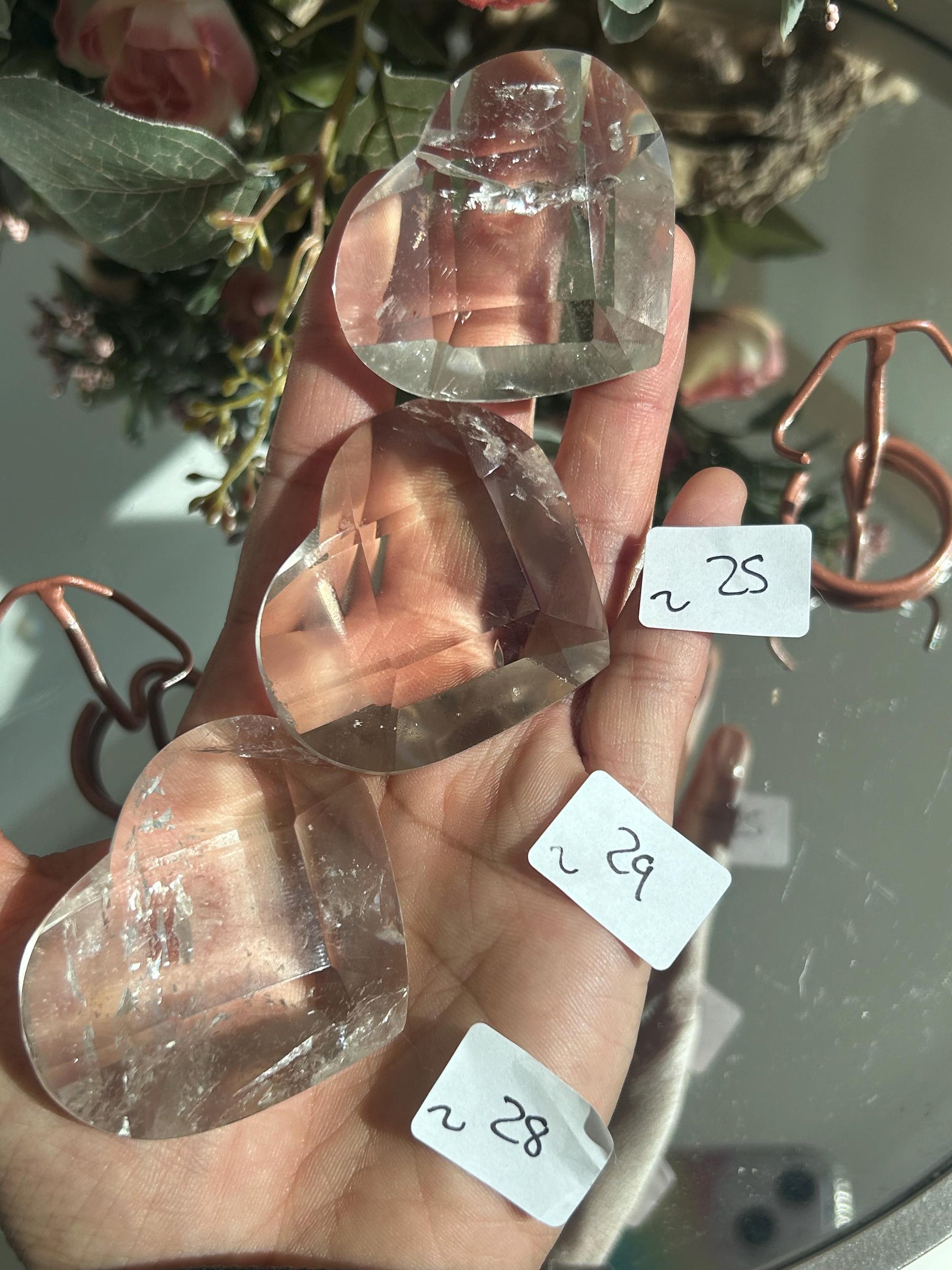Citrine and Smokey Quartz Faceted Heart with Rainbows | Crystal Heart | Clarity Meditation | Master Healer | Crystal Sphere | Crystal Gift-Crystal Carvings-citrine, smokey quartz