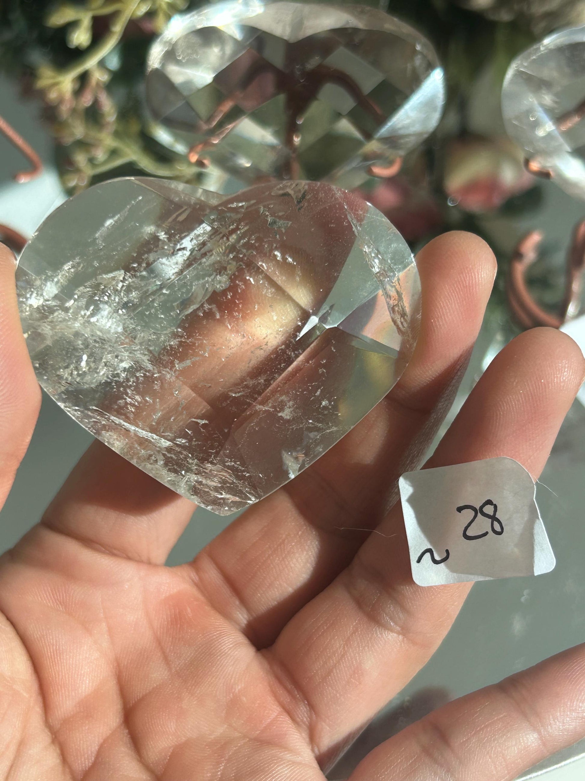 Citrine and Smokey Quartz Faceted Heart with Rainbows | Crystal Heart | Clarity Meditation | Master Healer | Crystal Sphere | Crystal Gift-Crystal Carvings-citrine, smokey quartz