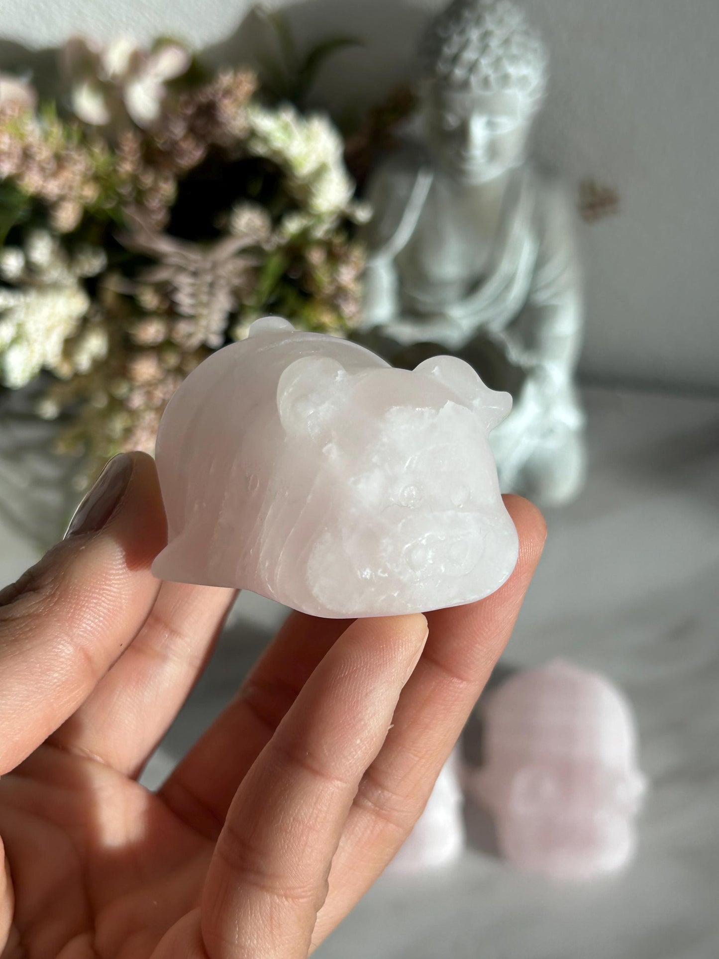Rose Quartz Crystal Pig Carving | Rose Quartz Piggie | Crystal Animal | Crystal Gifts-Crystal Carvings-Rose Quartz