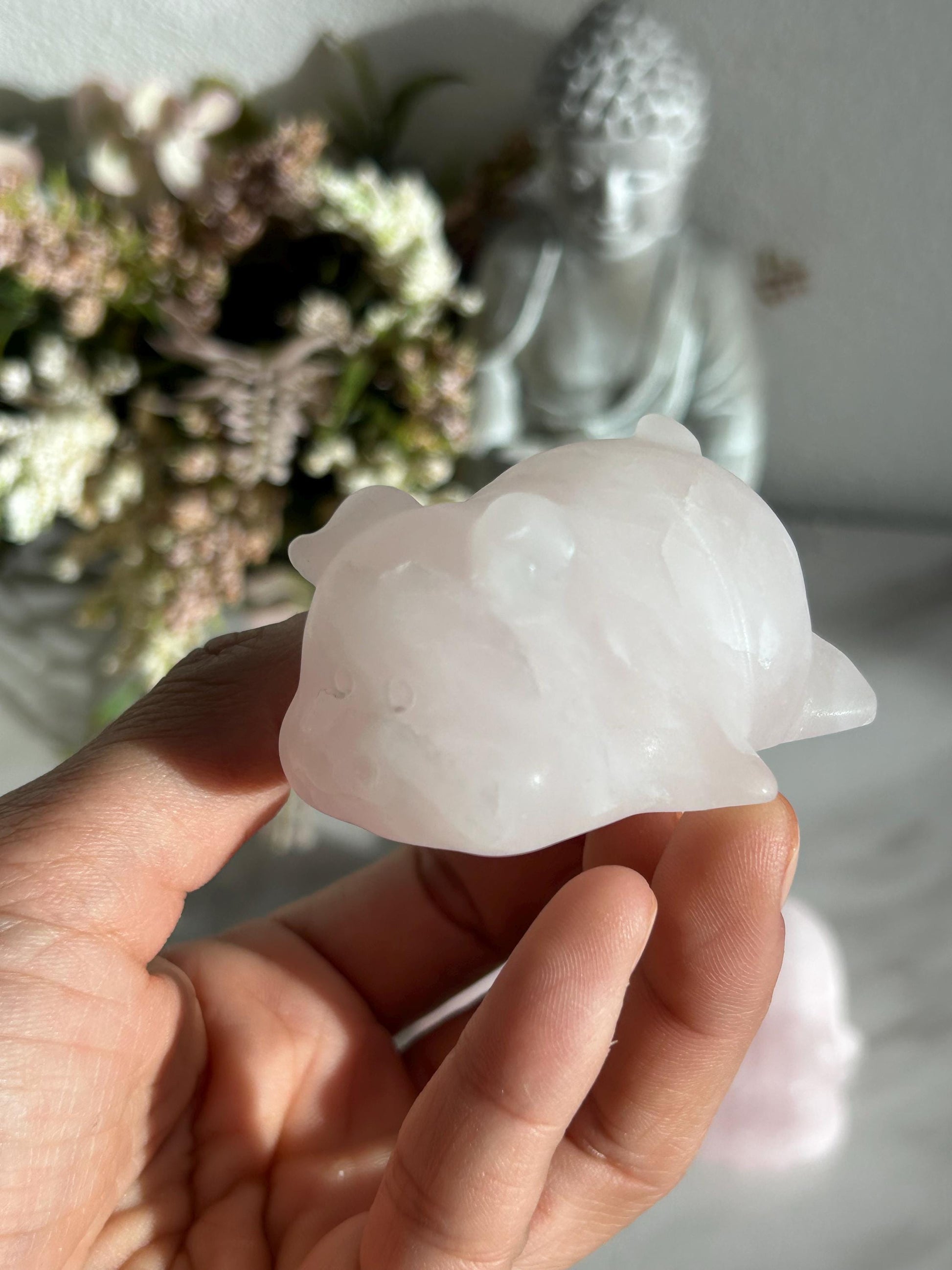 Rose Quartz Crystal Pig Carving | Rose Quartz Piggie | Crystal Animal | Crystal Gifts-Crystal Carvings-Rose Quartz