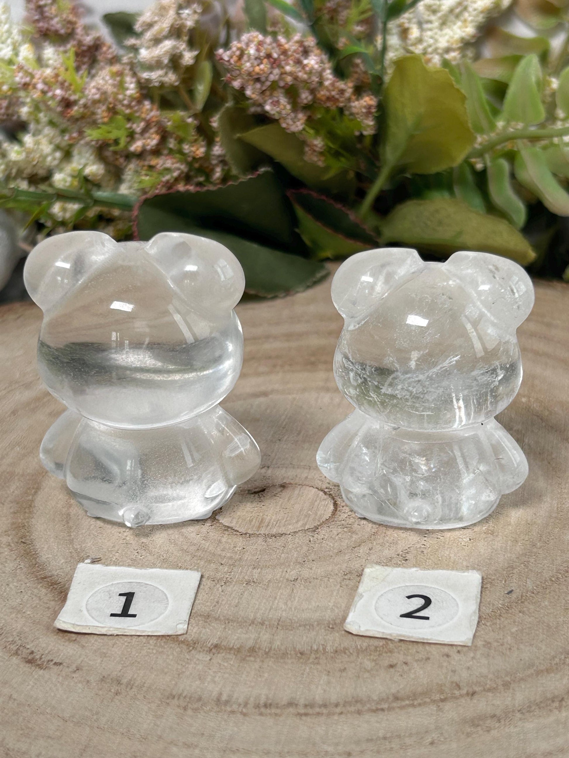 Clear Quartz Bear Carving, Crystal Animal Carving, Clear Quartz Teddy Bear Crystal, Crystal Gifts-Crystal Carvings-Clear quartz