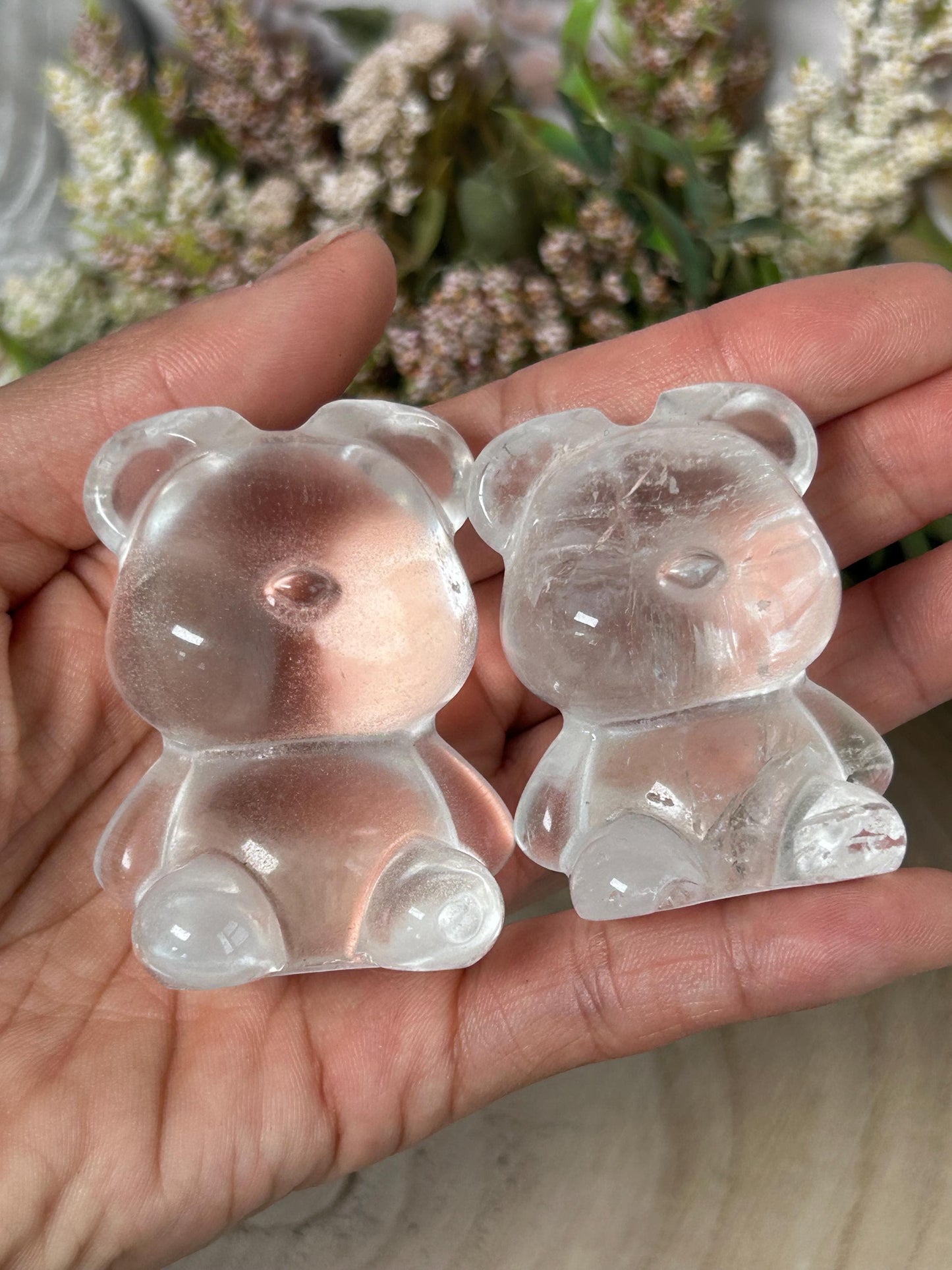 Clear Quartz Bear Carving, Crystal Animal Carving, Clear Quartz Teddy Bear Crystal, Crystal Gifts-Crystal Carvings-Clear quartz