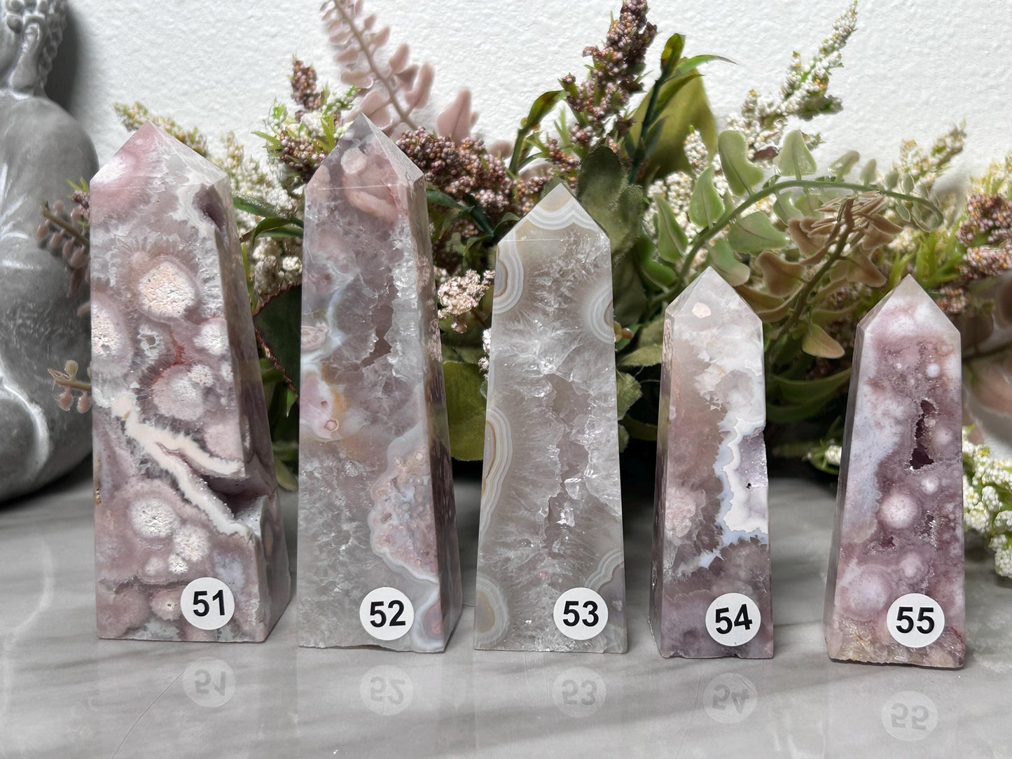 High Quality Pink Amethyst Flower Agate Tower | Sakura Agate Point | Flower Agate Point | Natural Healing Crystal | Home Decor-Crystal Towers-Pink Amethyst, Flower Agate, Quartz
