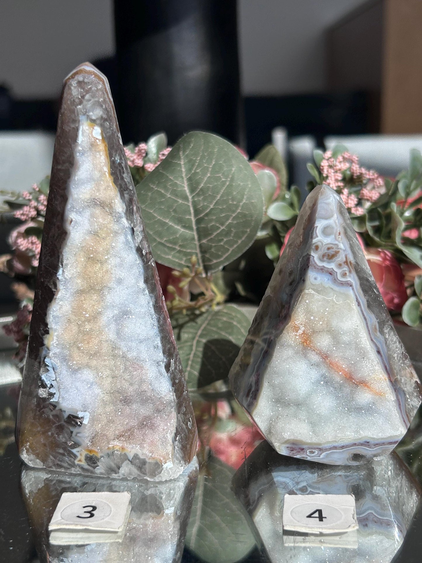 Colorful Druzy Agate Diamond-Cluster/Geode Towers-quartz, agate