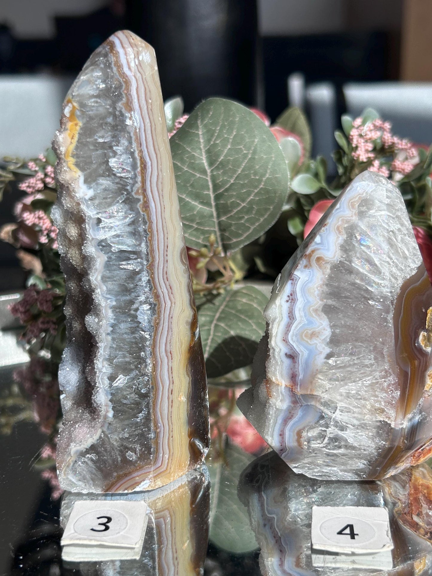 Colorful Druzy Agate Diamond-Cluster/Geode Towers-quartz, agate