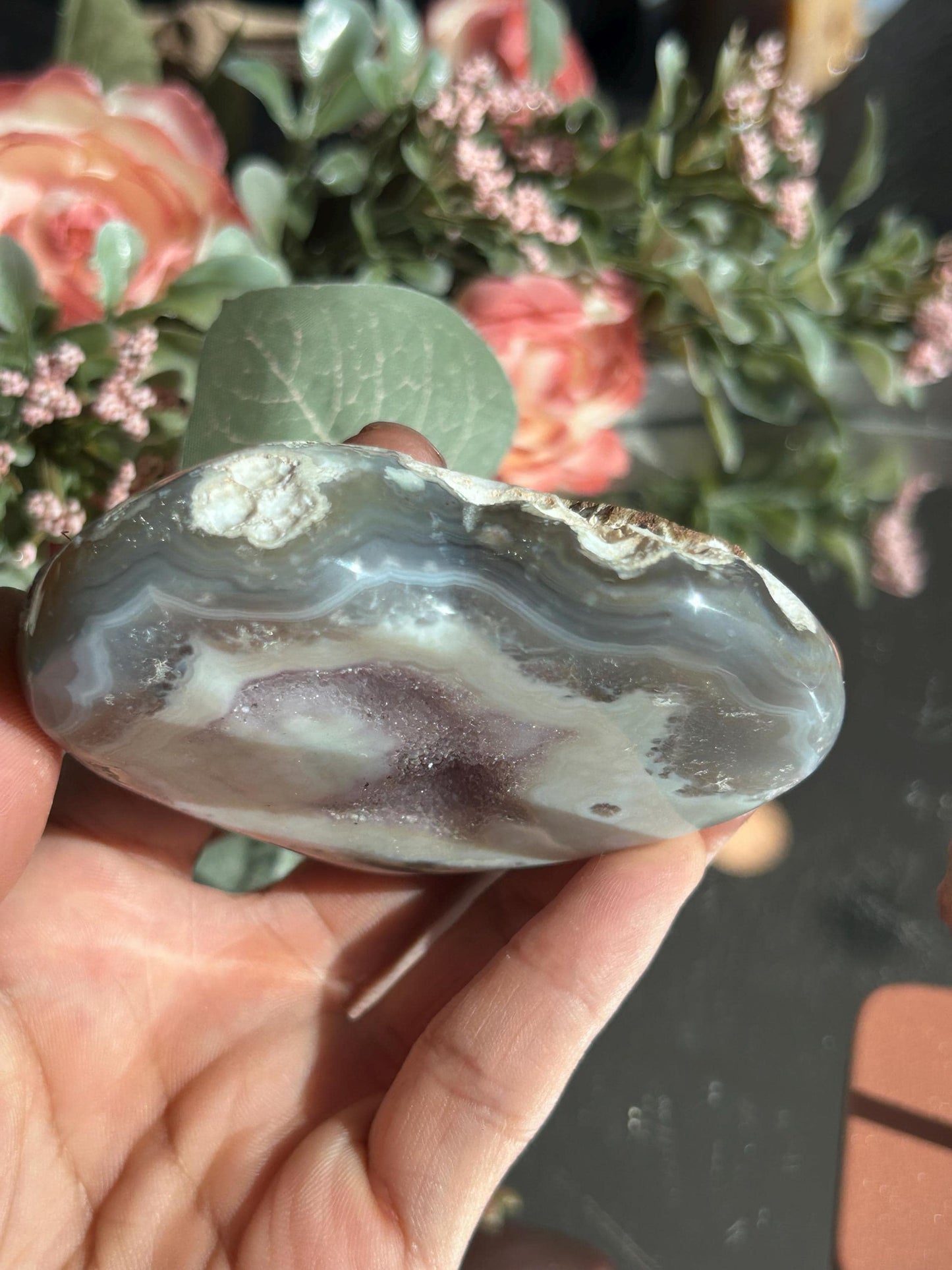 Druzy Agate Amethyst Heart with stand-Crystal Hearts-quartz, agate