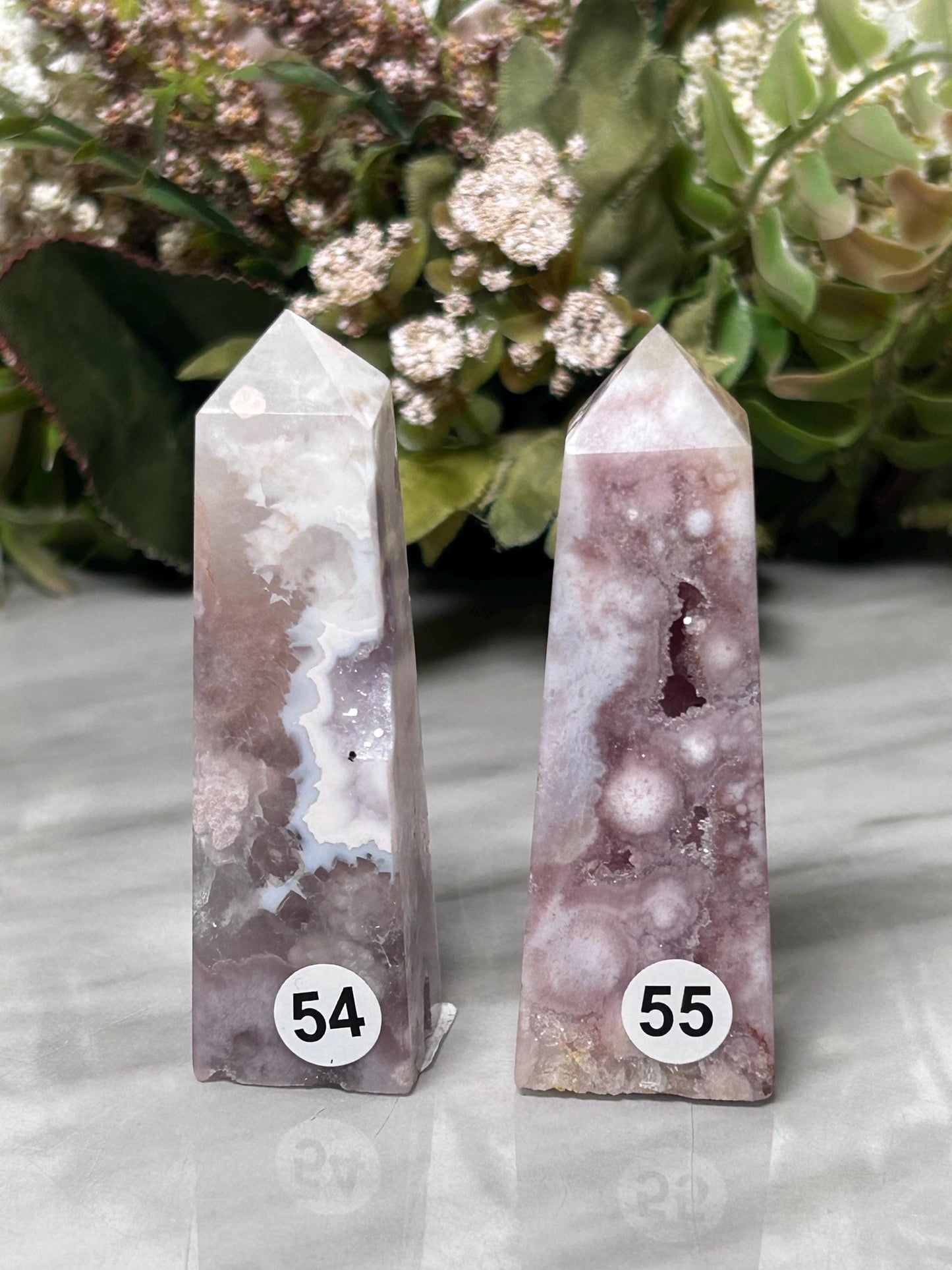 High Quality Pink Amethyst Flower Agate Tower | Sakura Agate Point | Flower Agate Point | Natural Healing Crystal | Home Decor-Crystal Towers-Pink Amethyst, Flower Agate, Quartz