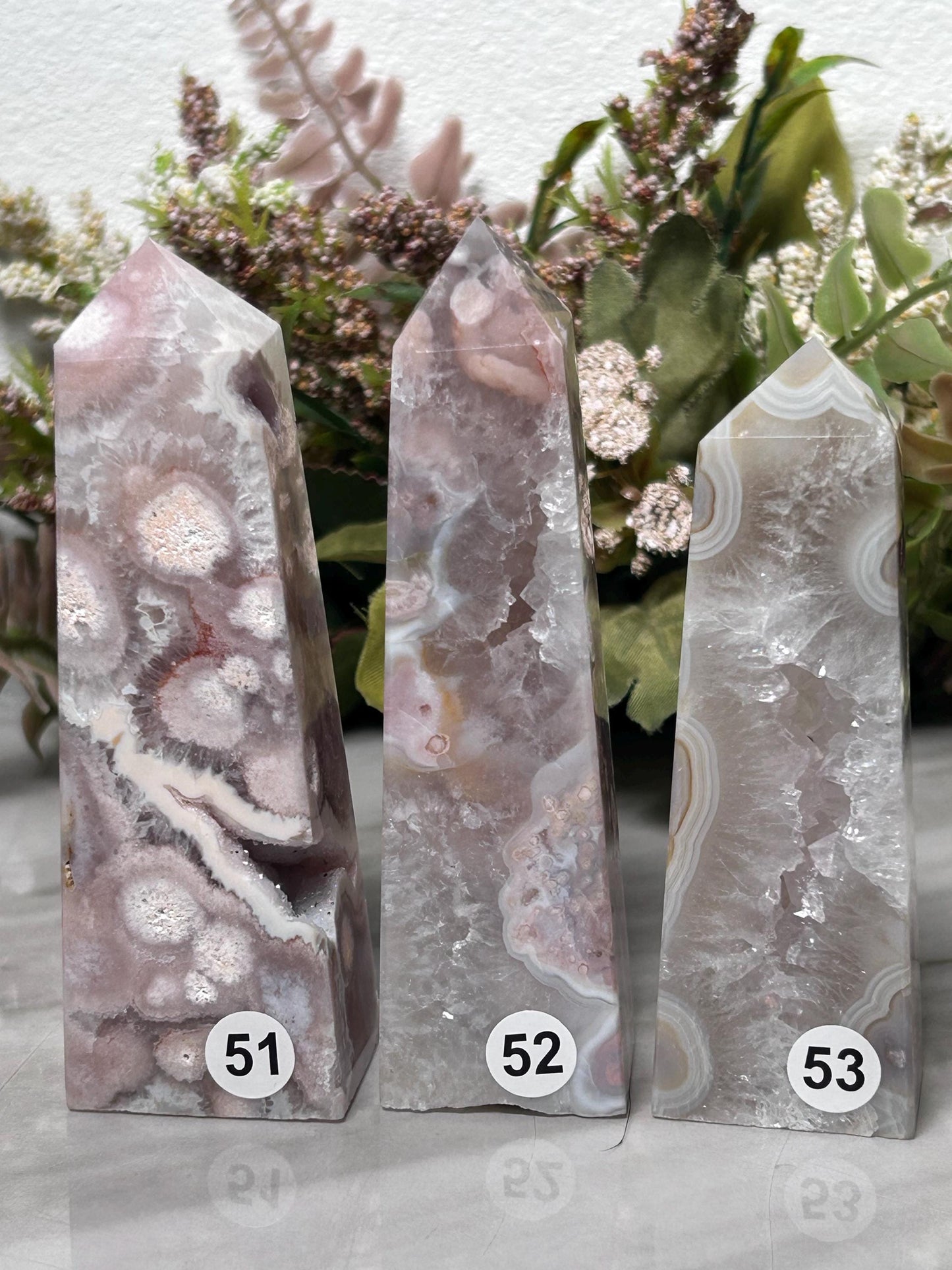 High Quality Pink Amethyst Flower Agate Tower | Sakura Agate Point | Flower Agate Point | Natural Healing Crystal | Home Decor-Crystal Towers-Pink Amethyst, Flower Agate, Quartz