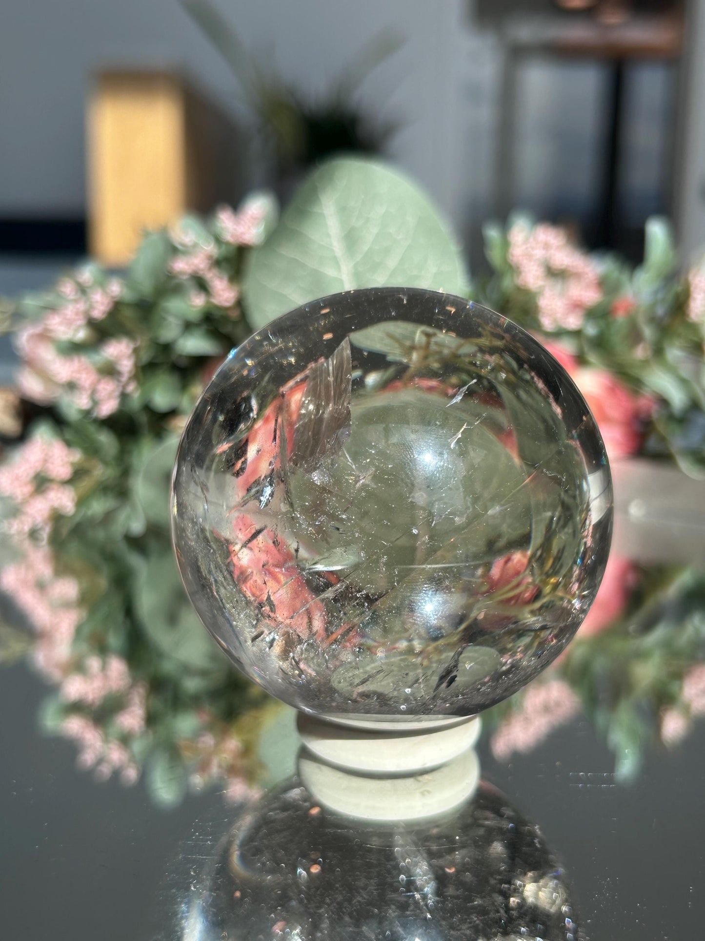 Natural Smokey Quartz Sphere with Rainbows from Brazil | Smokey Quartz Ball | Home Decor | Healing Crystals | Quartz with Rainbows-Crystal Spheres-Smokey Quartz