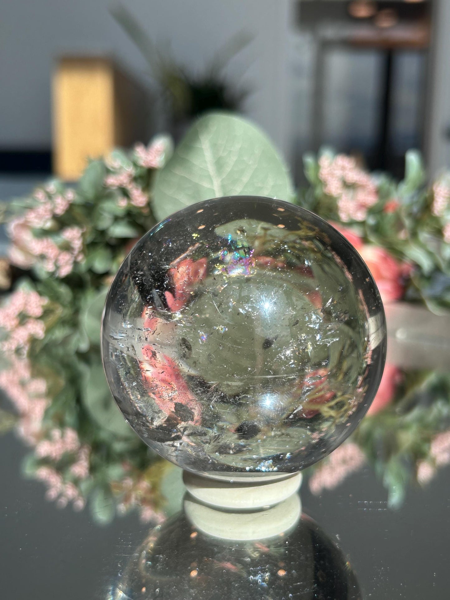 Natural Smokey Quartz Sphere with Rainbows from Brazil | Smokey Quartz Ball | Home Decor | Healing Crystals | Quartz with Rainbows-Crystal Spheres-Smokey Quartz