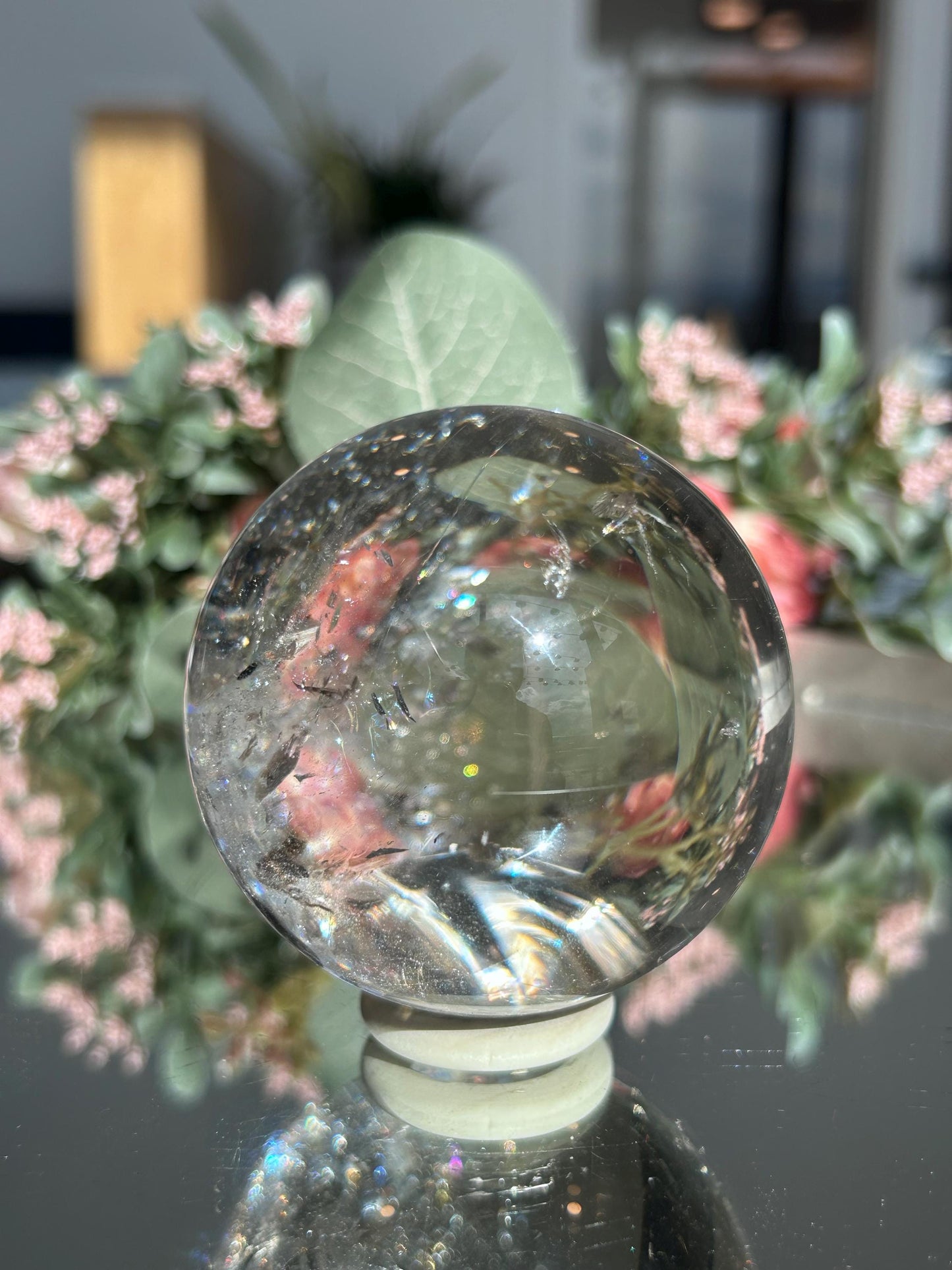 Natural Smokey Quartz Sphere with Rainbows from Brazil | Smokey Quartz Ball | Home Decor | Healing Crystals | Quartz with Rainbows-Crystal Spheres-Smokey Quartz